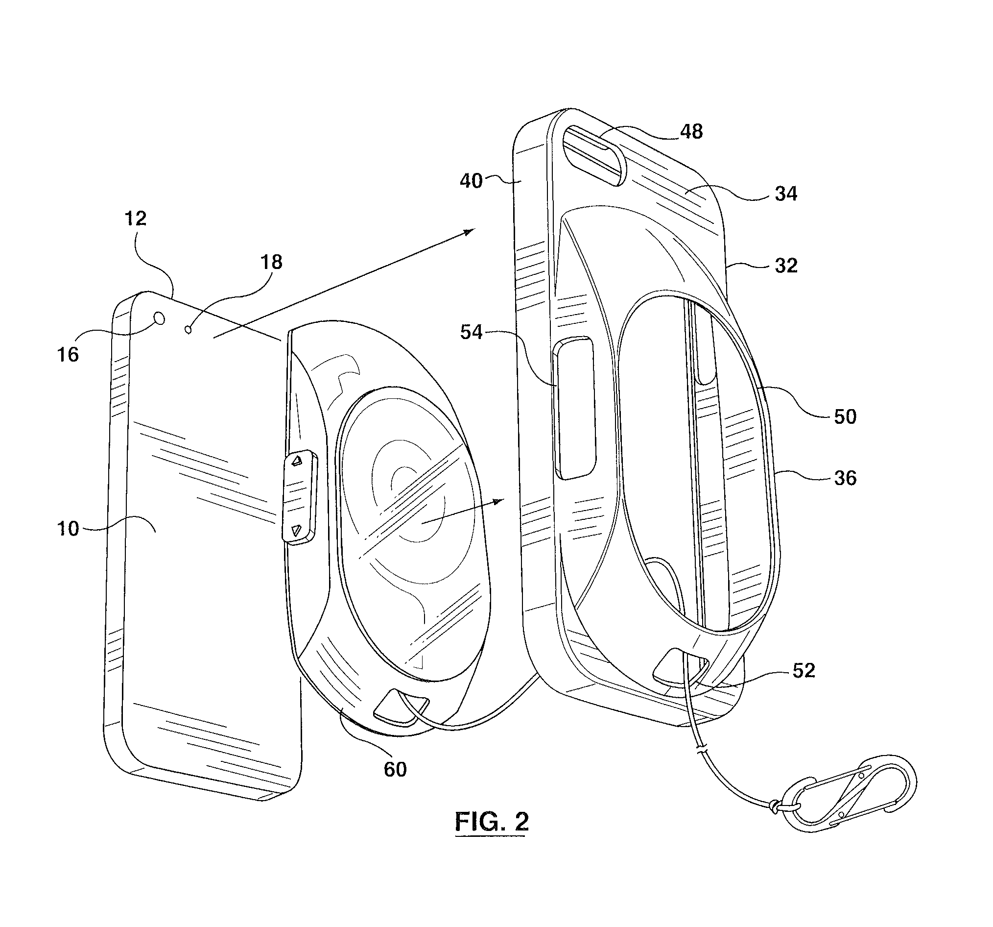 Lockable attachment device for a mobile phone or other hand held device