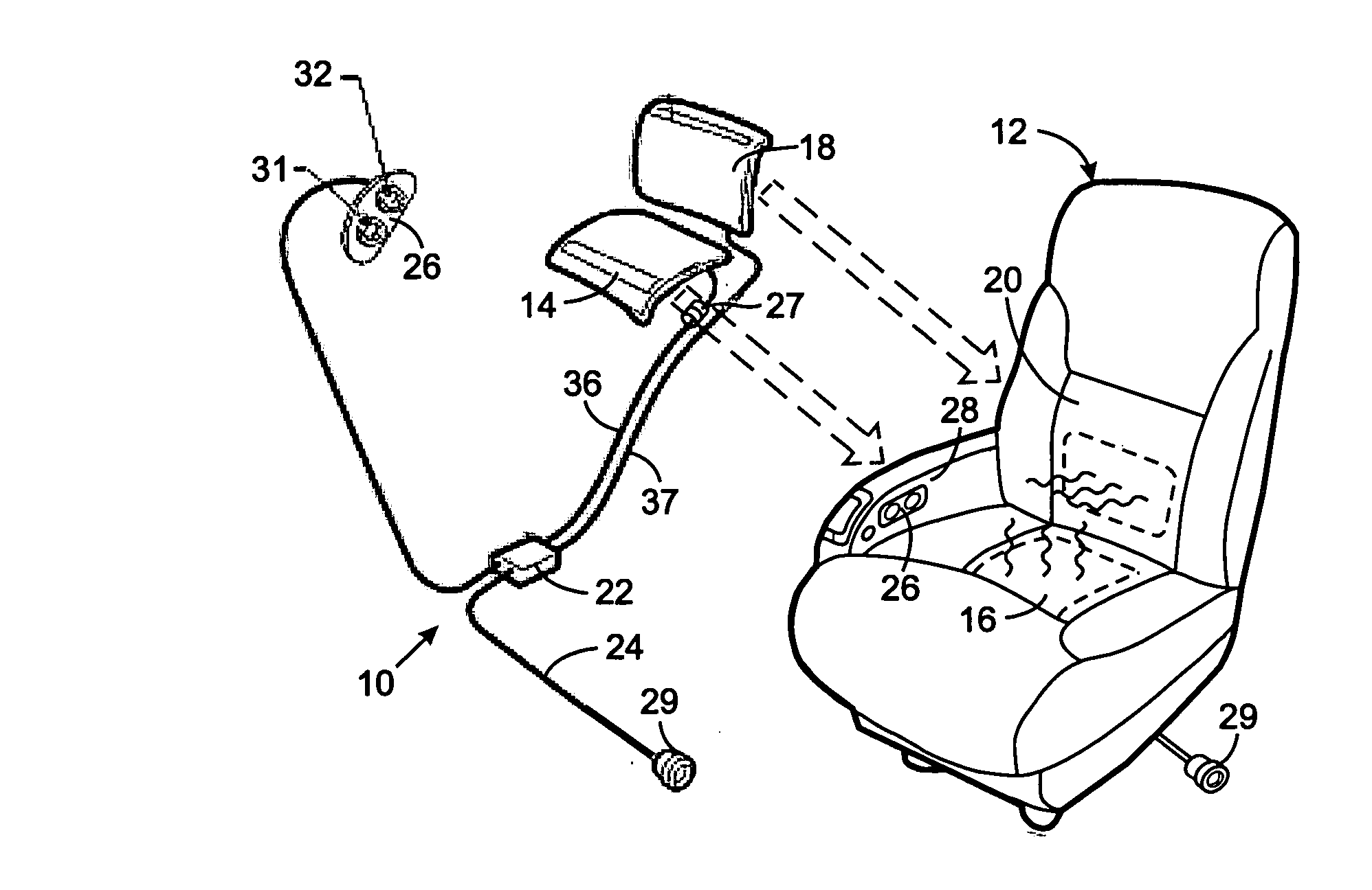 Heater system for an aircraft seat
