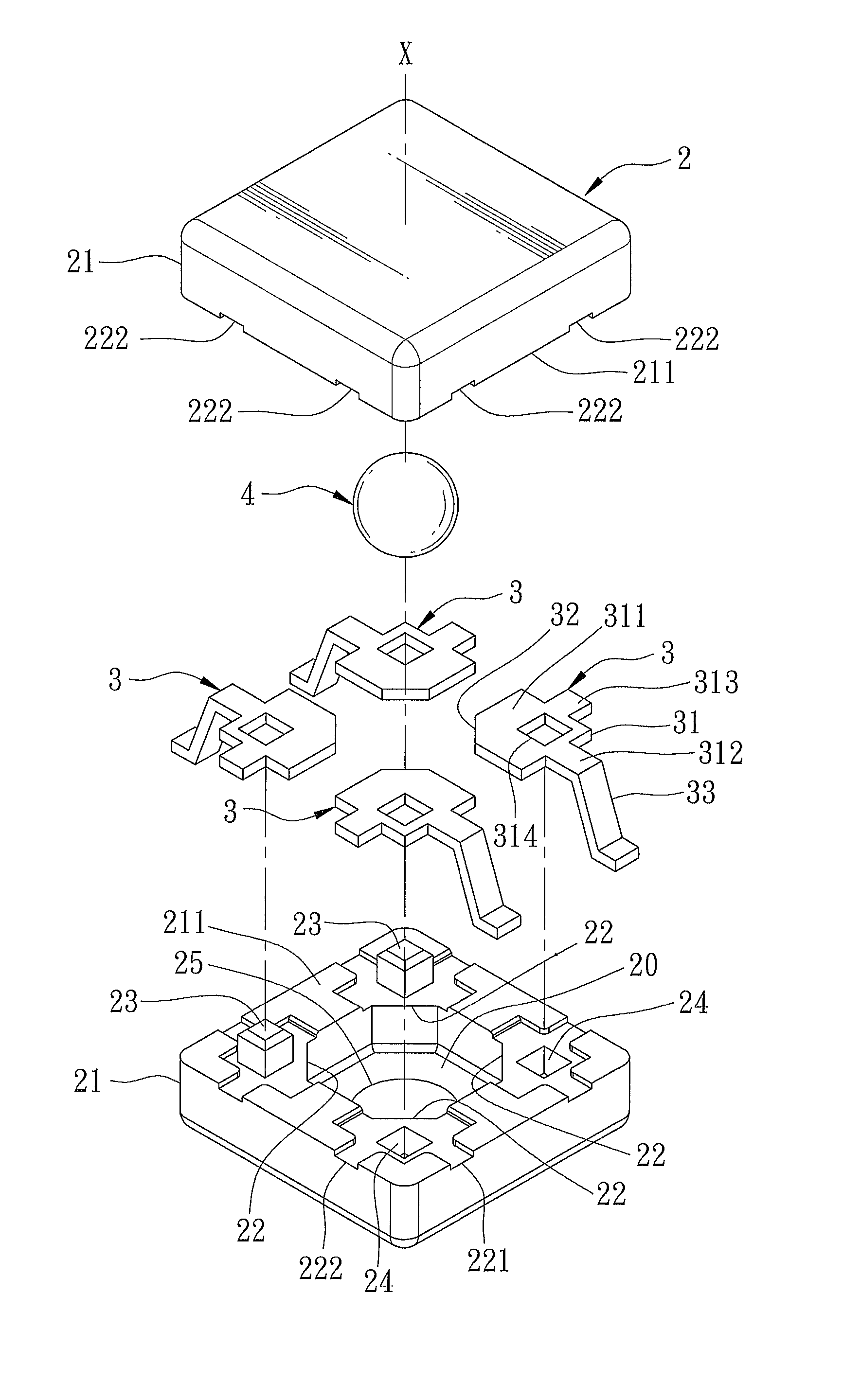 Sandwich-type tilt switch