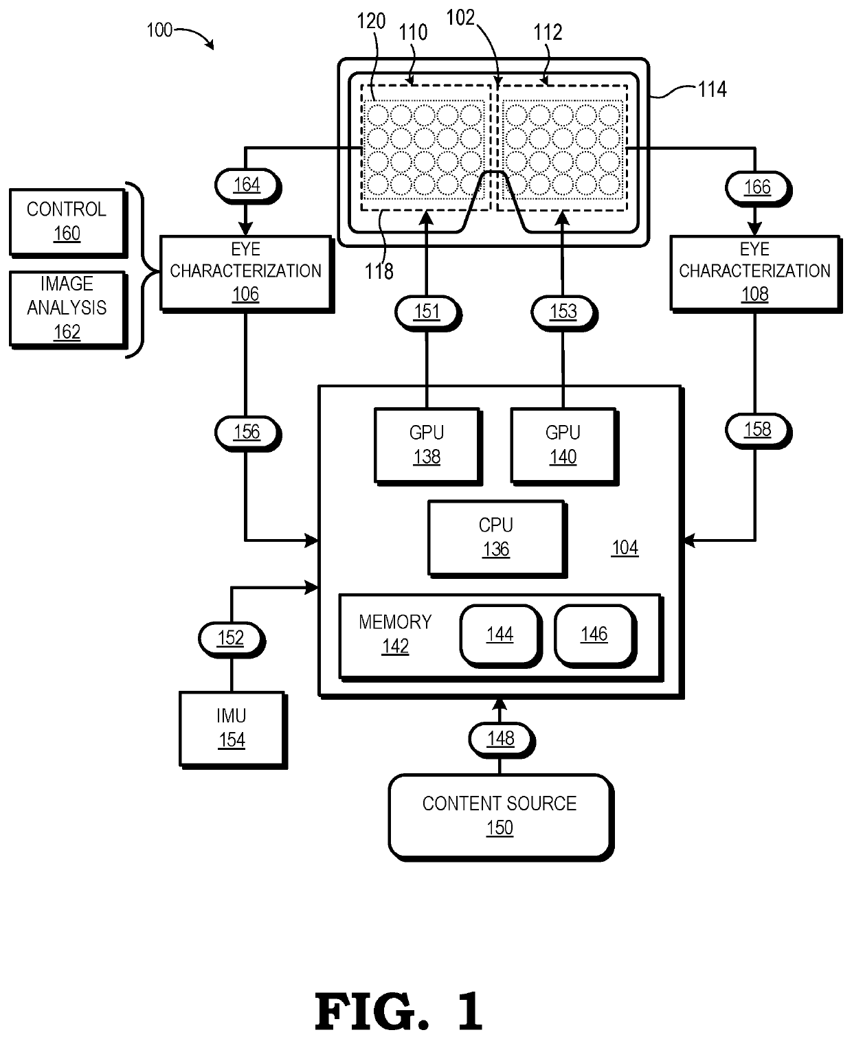 Near-eye display with frame rendering based on reflected wavefront analysis for eye characterization