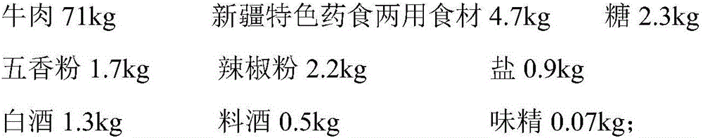 Xinjiang-featured health-care semi-dried beef and preparation method thereof