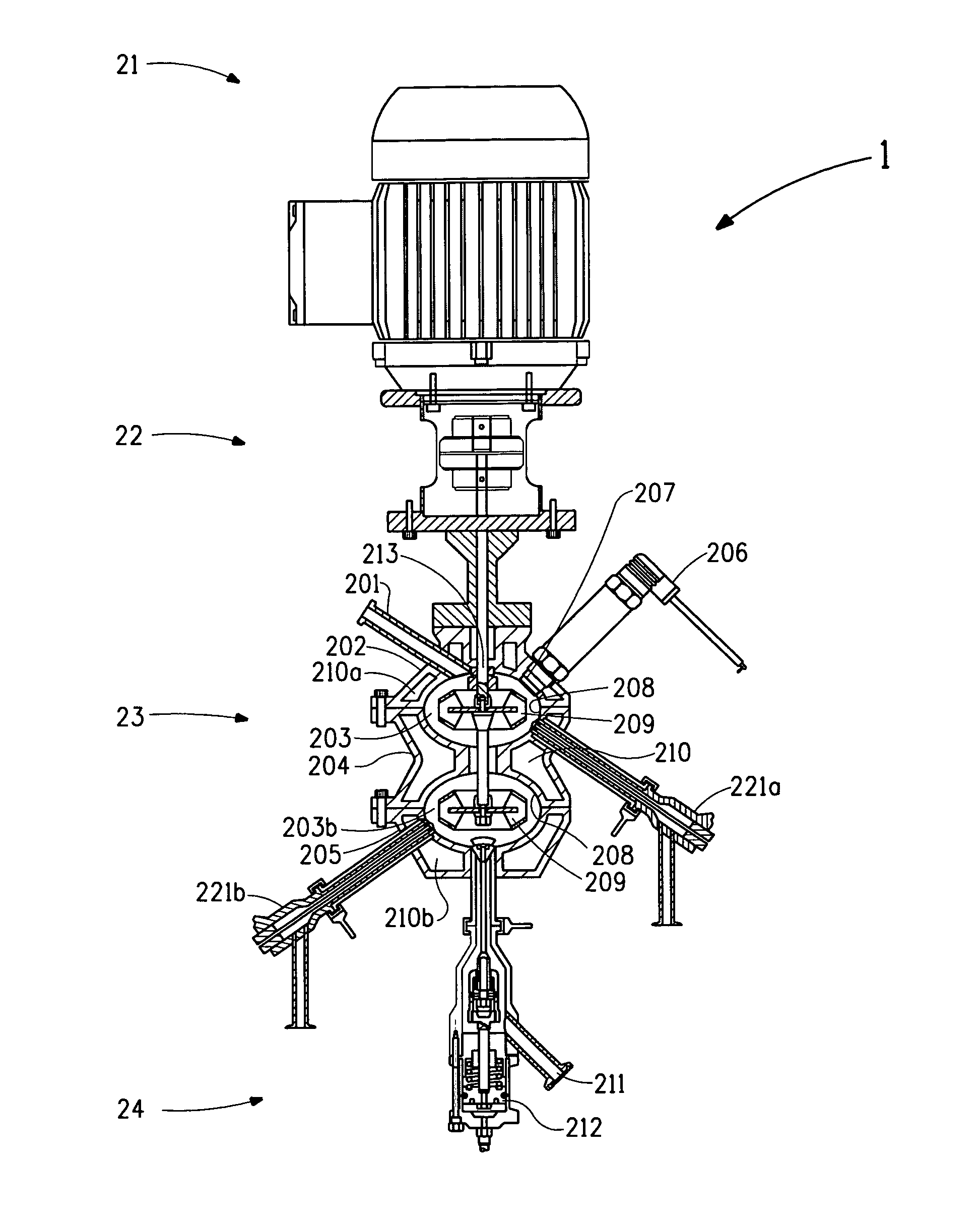 In-line multi-chamber mixer
