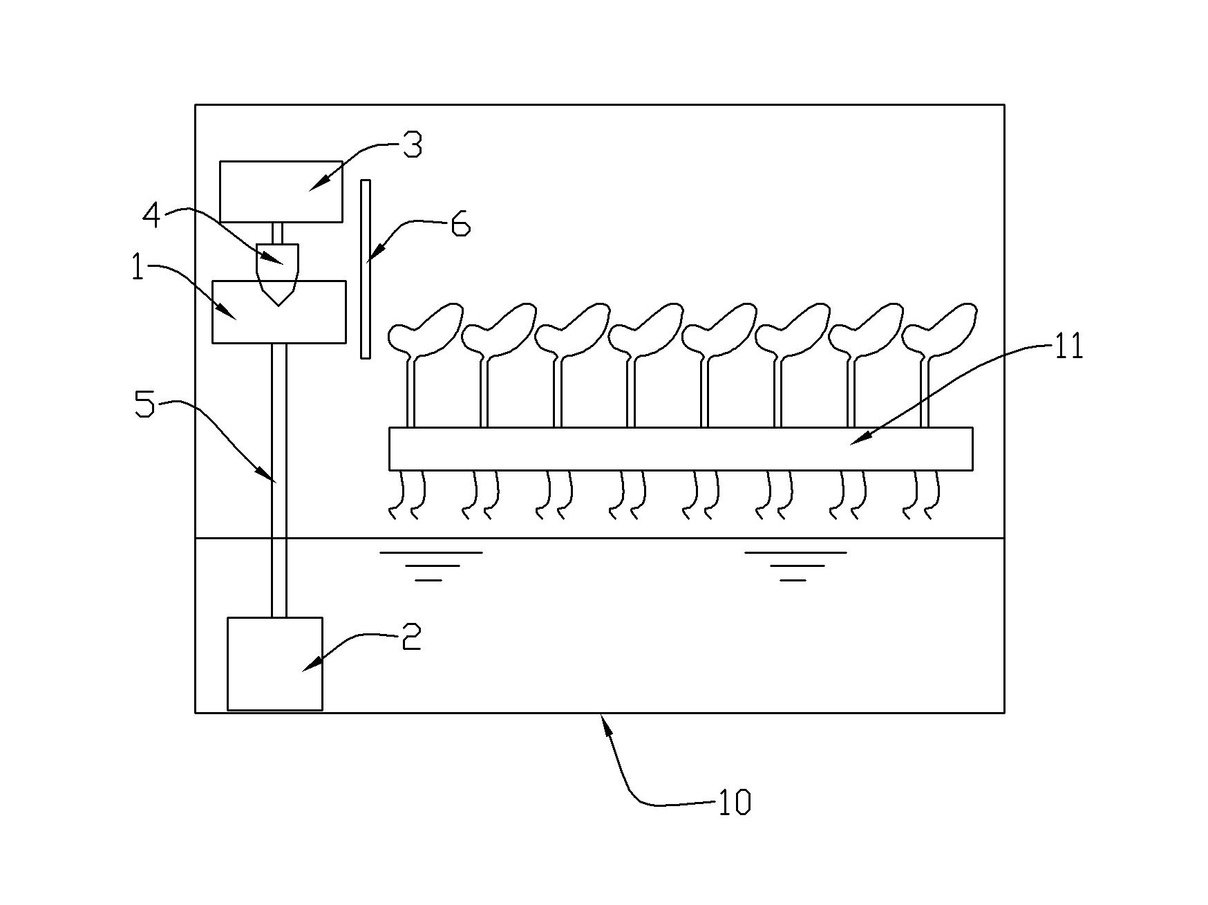 Water splashing device for plant cultivator