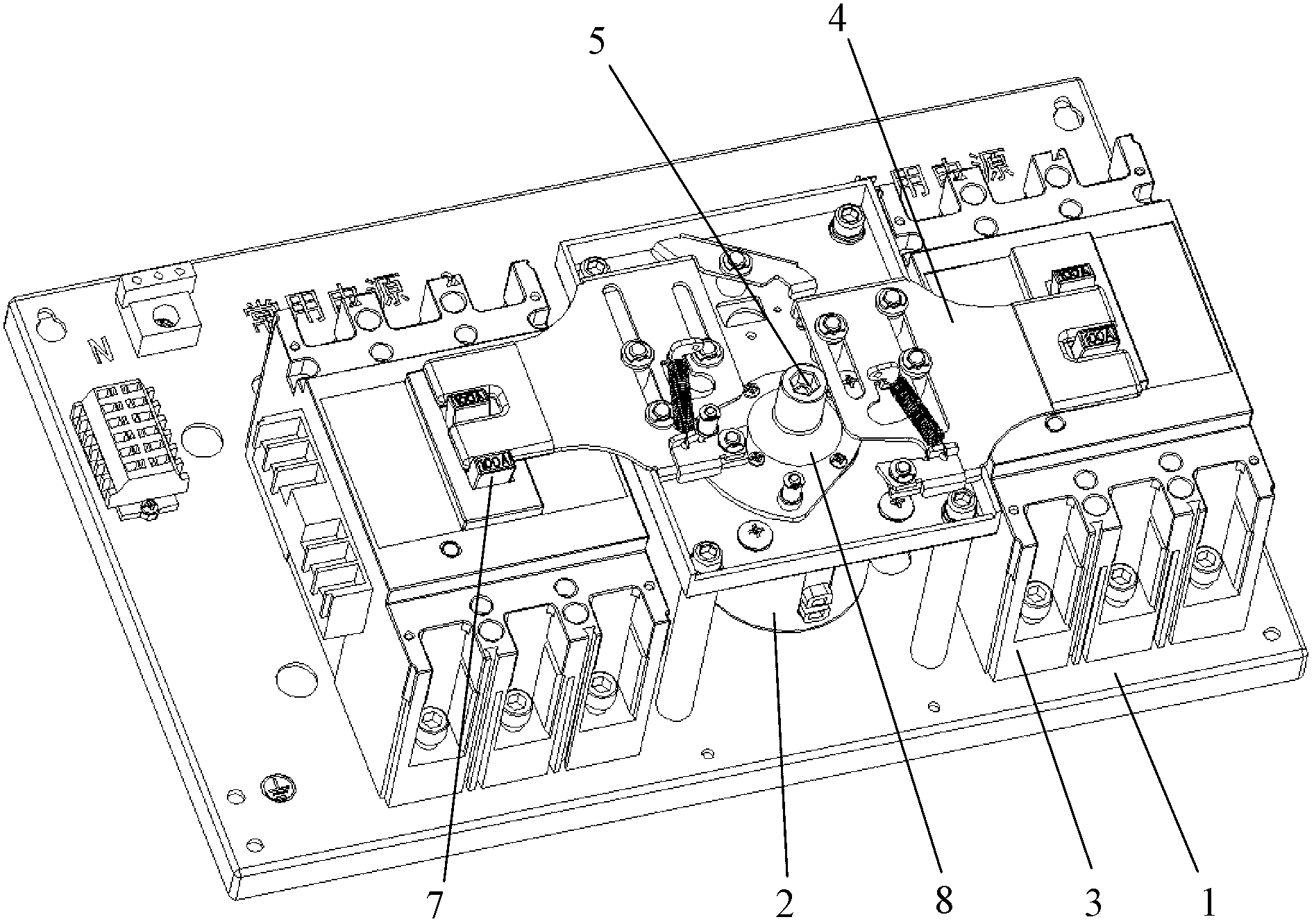 Automatic transfer switching device with manual/automatic transfer device