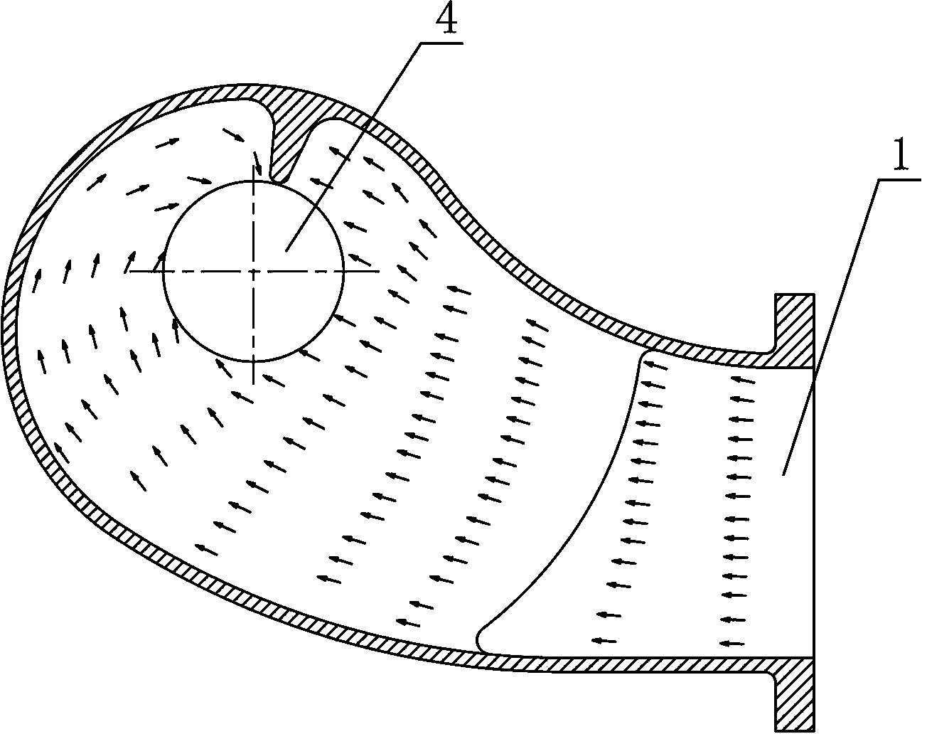 Water inlet flow channel of axially split pump