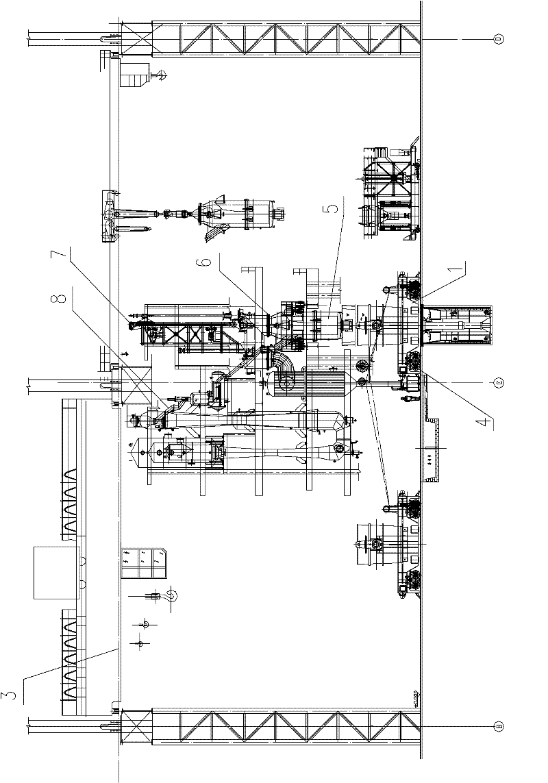 Method for lowering installation height of Ruhstahl Hausen (RH) vacuum processing device under low rail surface elevation condition