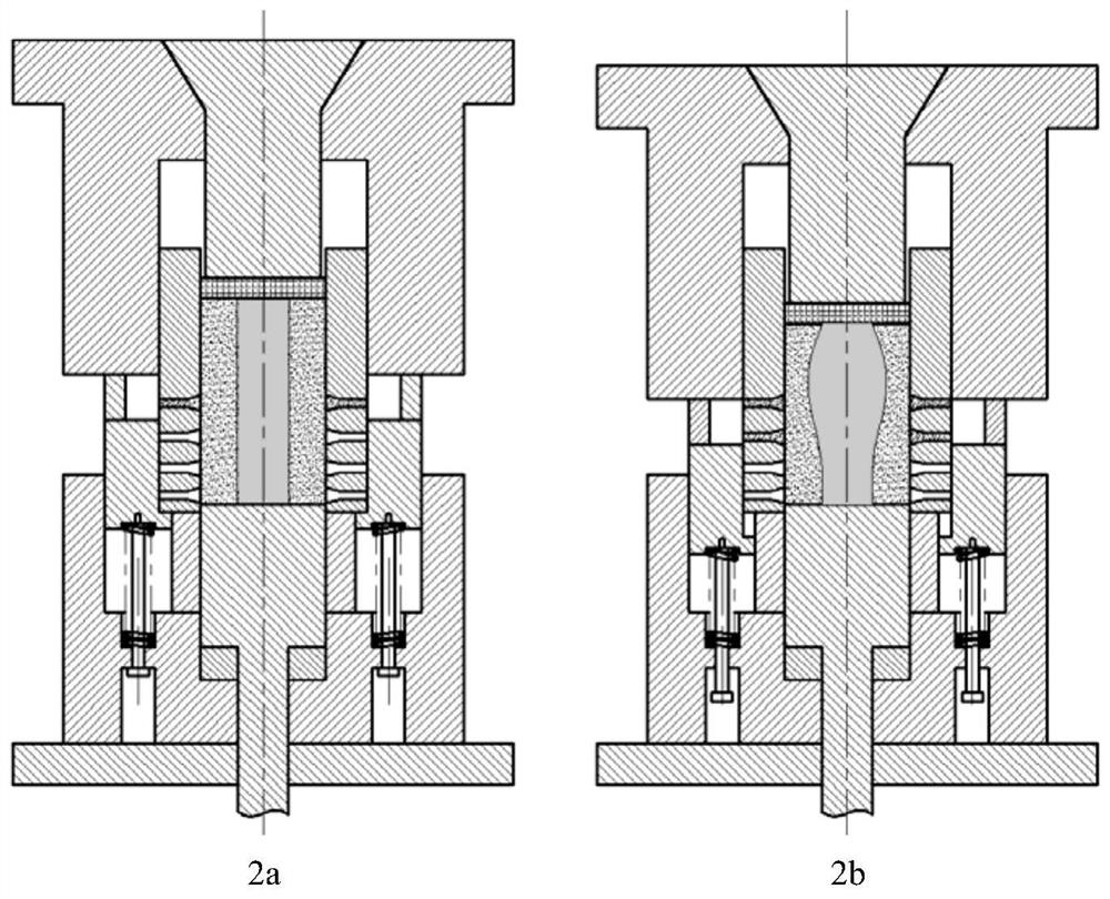 High-temperature alloy bar blank upsetting forming device and method based on high-temperature-resistant medium