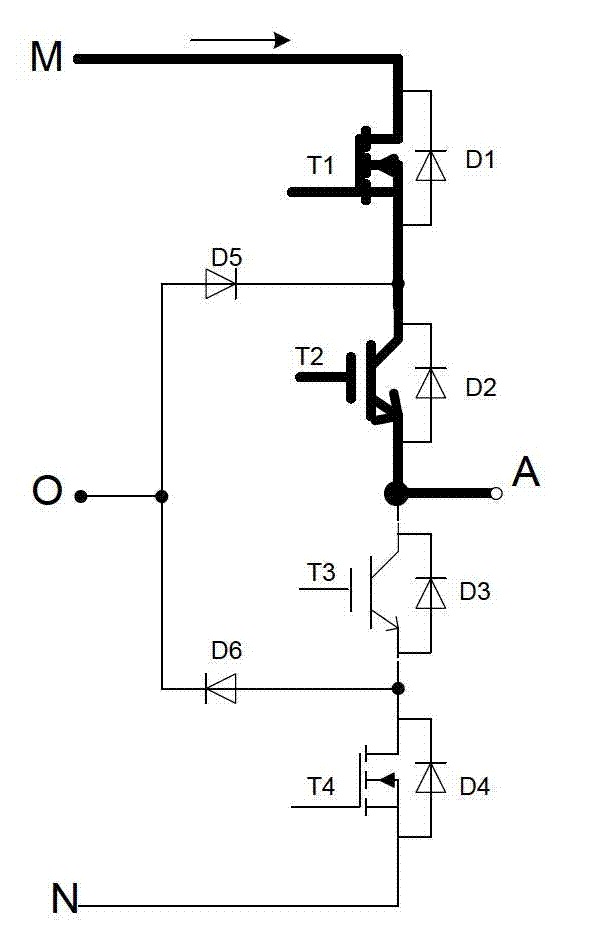 Single-phase half-bridge three-level circuit and three-level converter