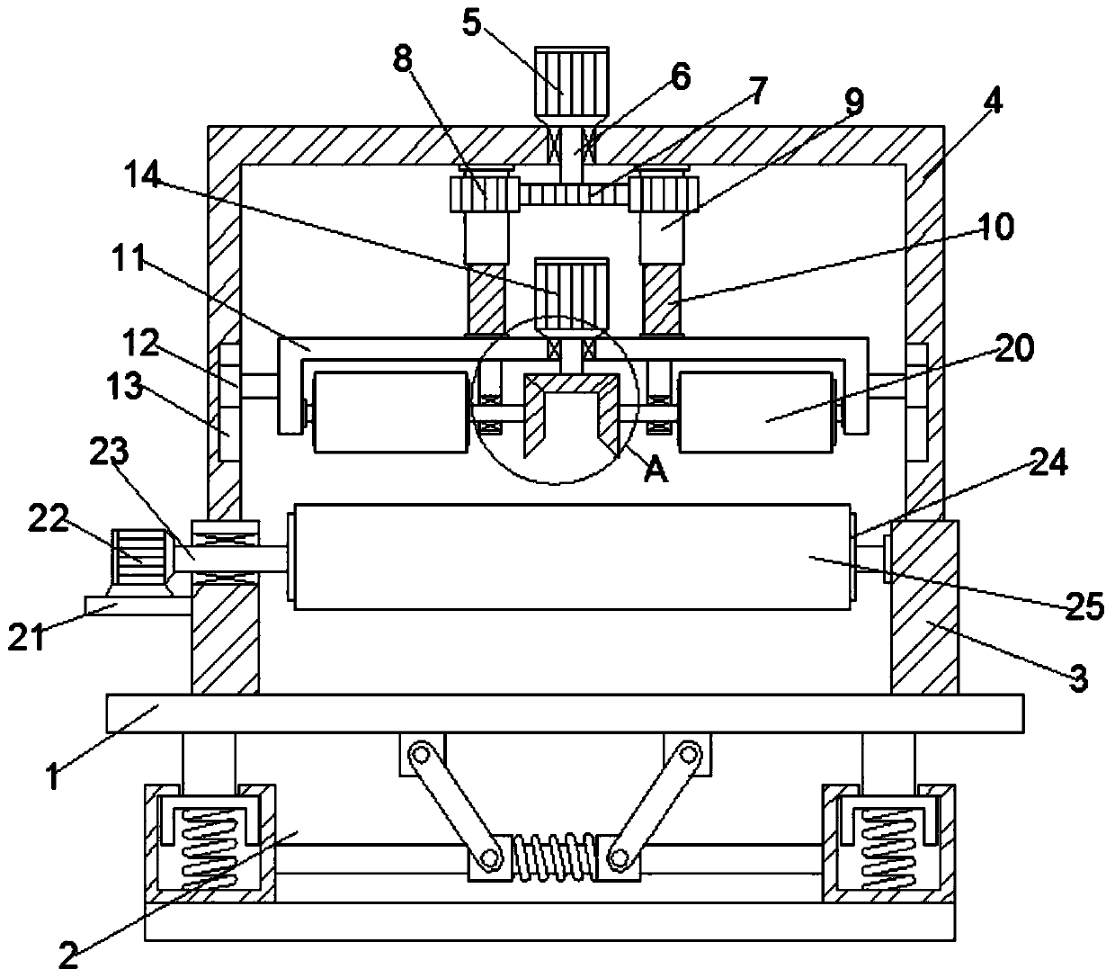 Dual-roller flattening machine with supporting structure