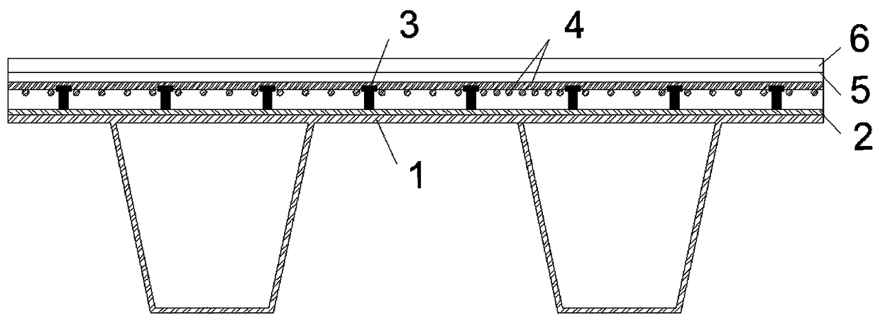 Composite reinforcement structure for solving cracked steel bridge deck by using lightweight aggregate concrete