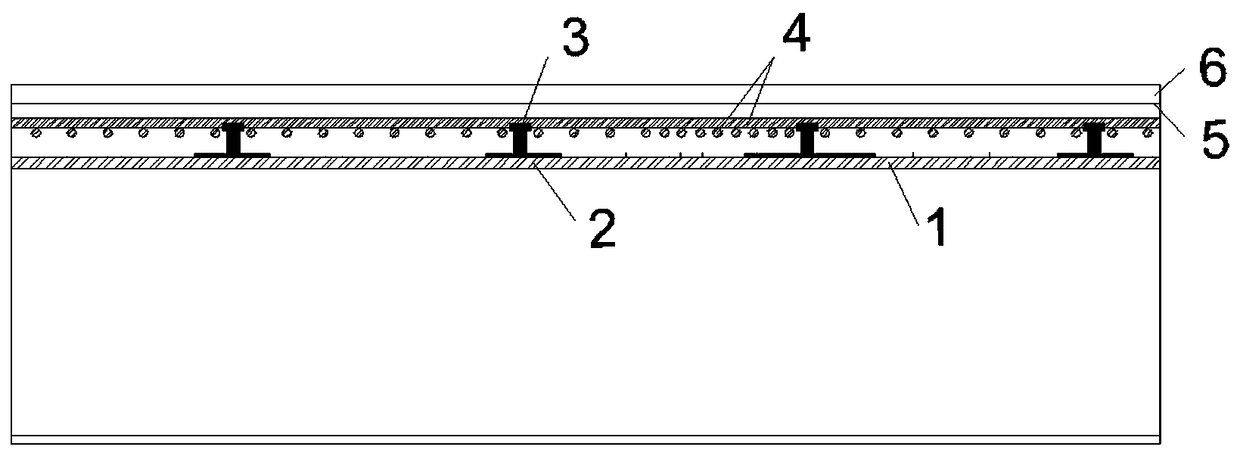 Composite reinforcement structure for solving cracked steel bridge deck by using lightweight aggregate concrete