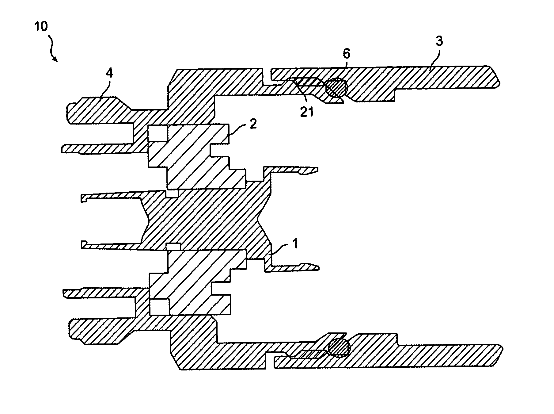 Coaxial connector and method