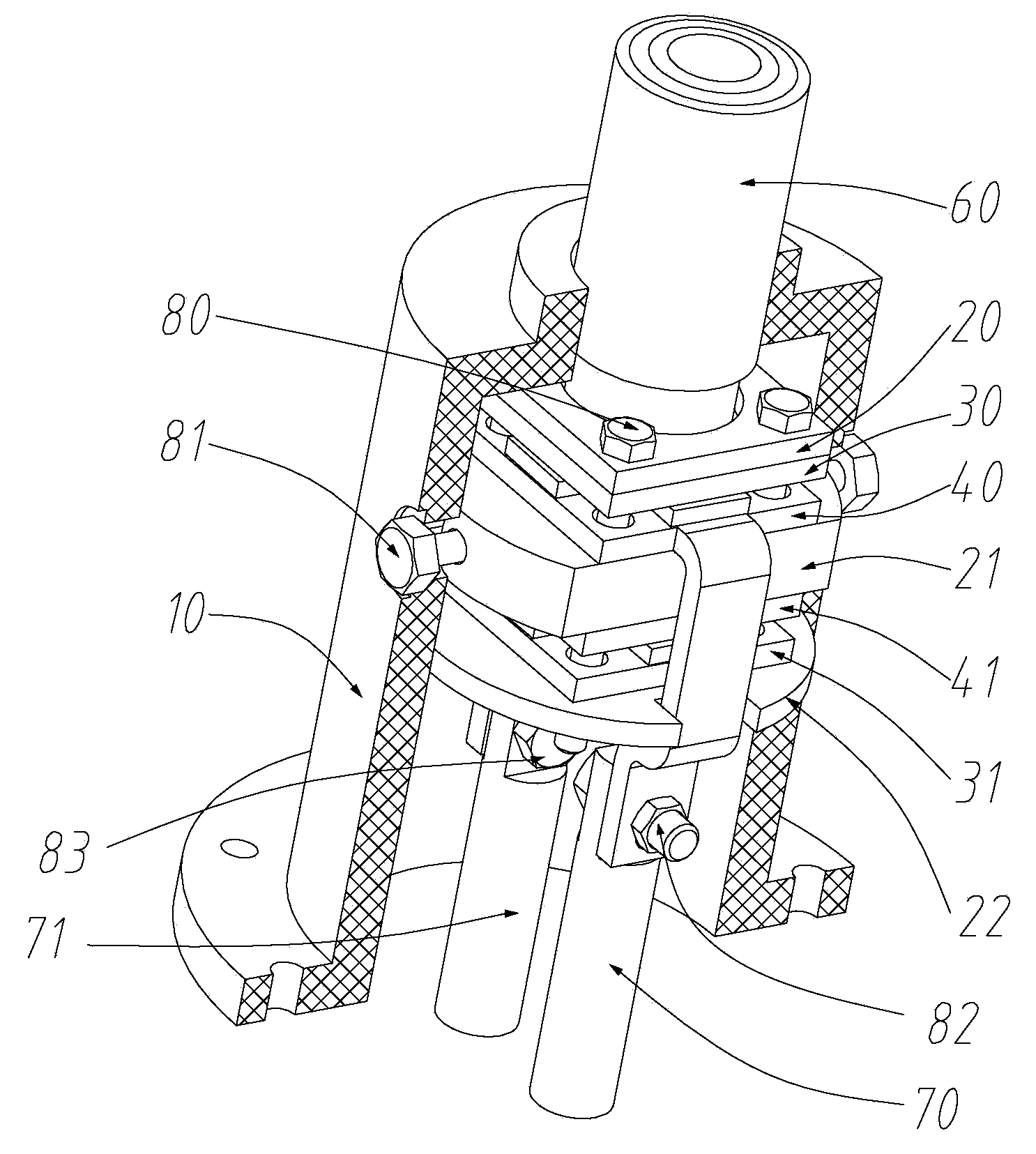 Adaptor for single-core lines and coaxial line