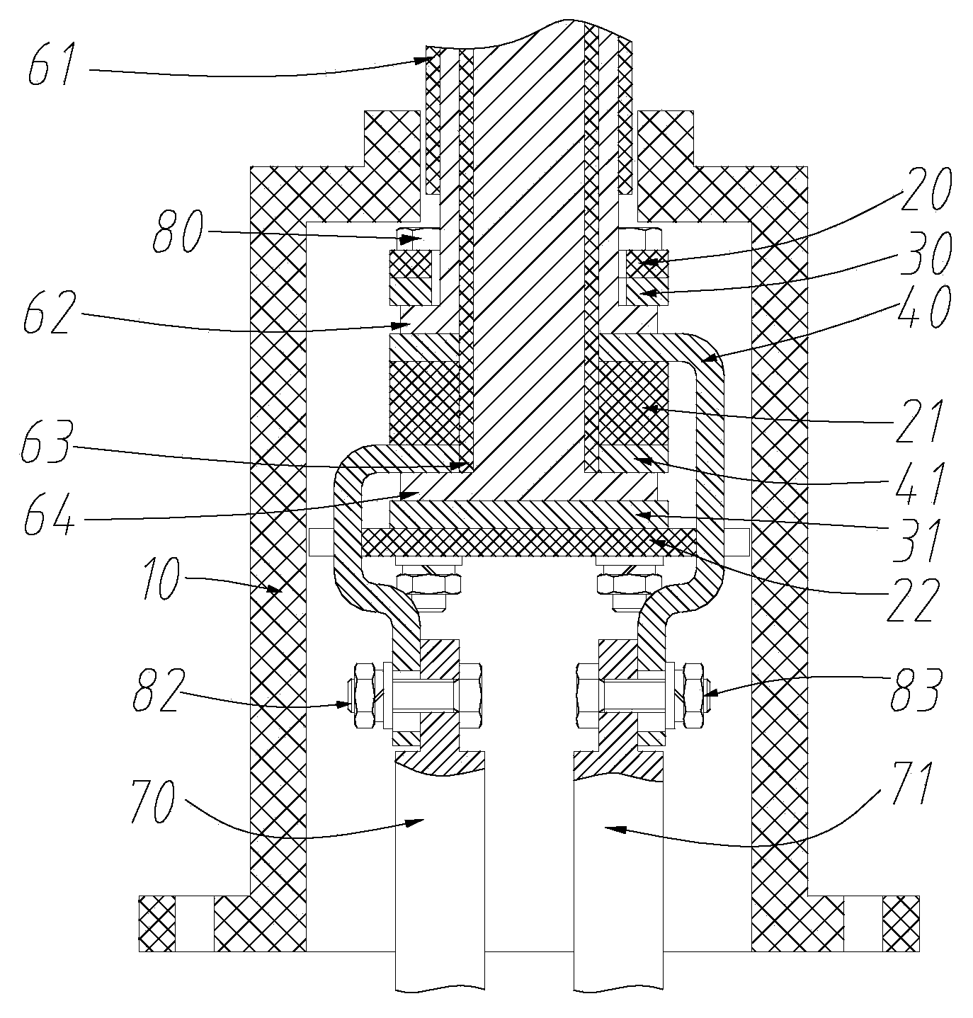 Adaptor for single-core lines and coaxial line