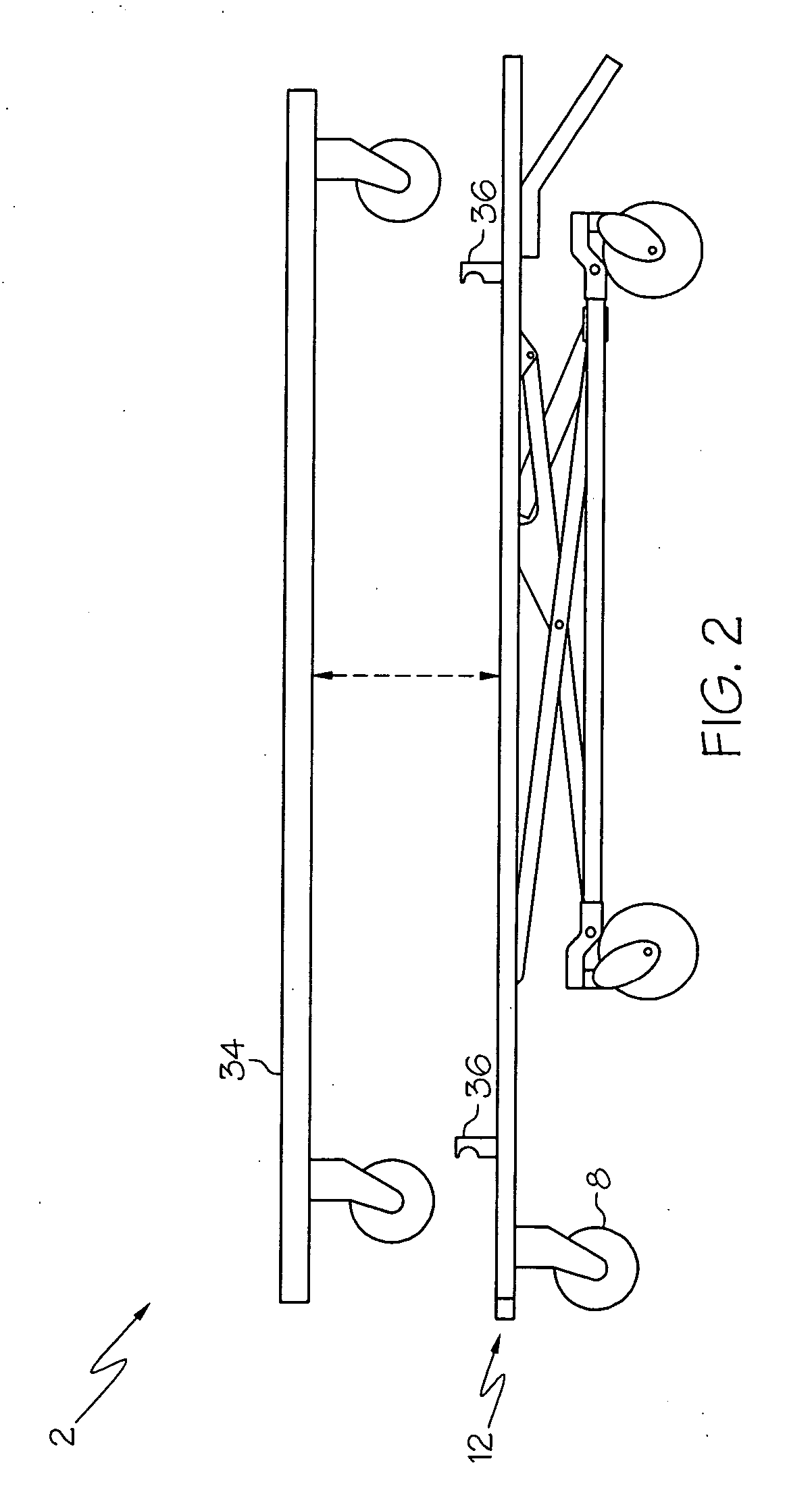 Charging system for recharging a battery of an electrohydraulically powered lift ambulance cot with an electrical system of an emergency vehicle