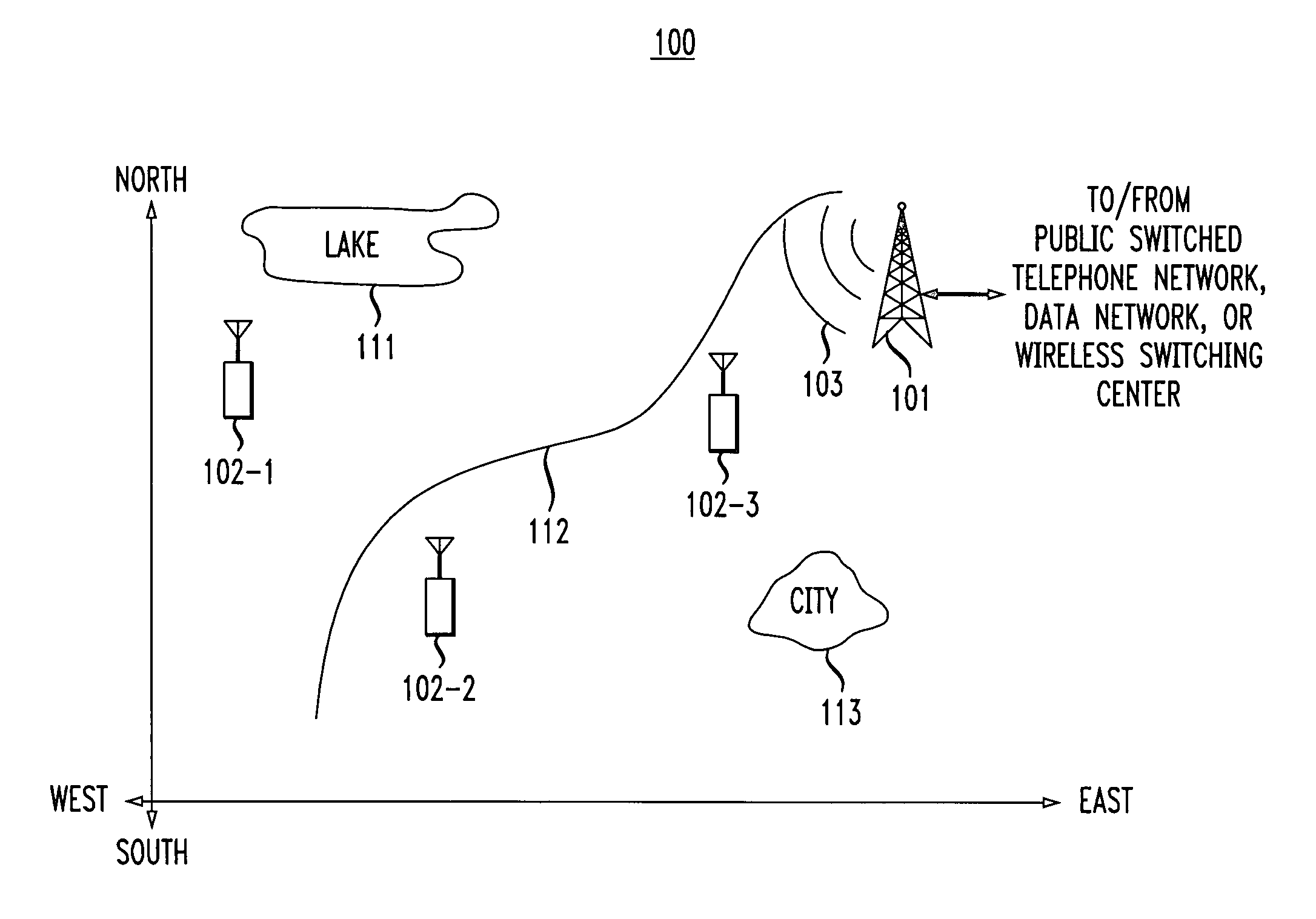 Telecommunications system for broadcasting and receiving information whose pertinence is at least partially based on geography