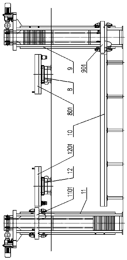 A roller conveying line capable of shot blasting, cleaning and testing cylinder castings