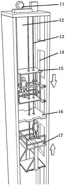 Double-platform scaffold-free elevator installation method