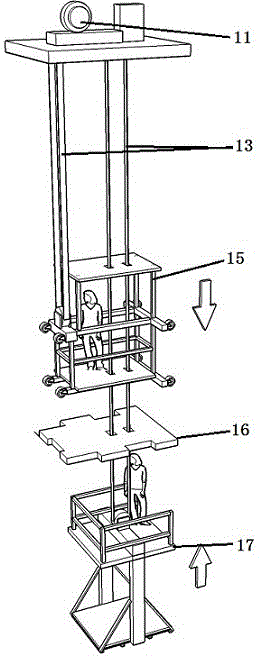 Double-platform scaffold-free elevator installation method