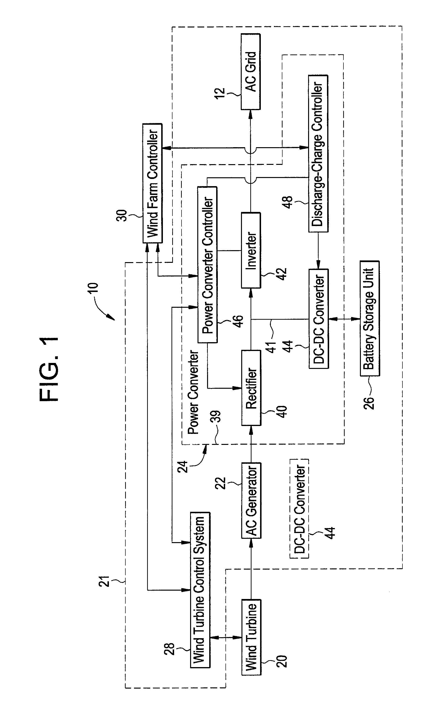 Power generation system and method for storing electrical energy
