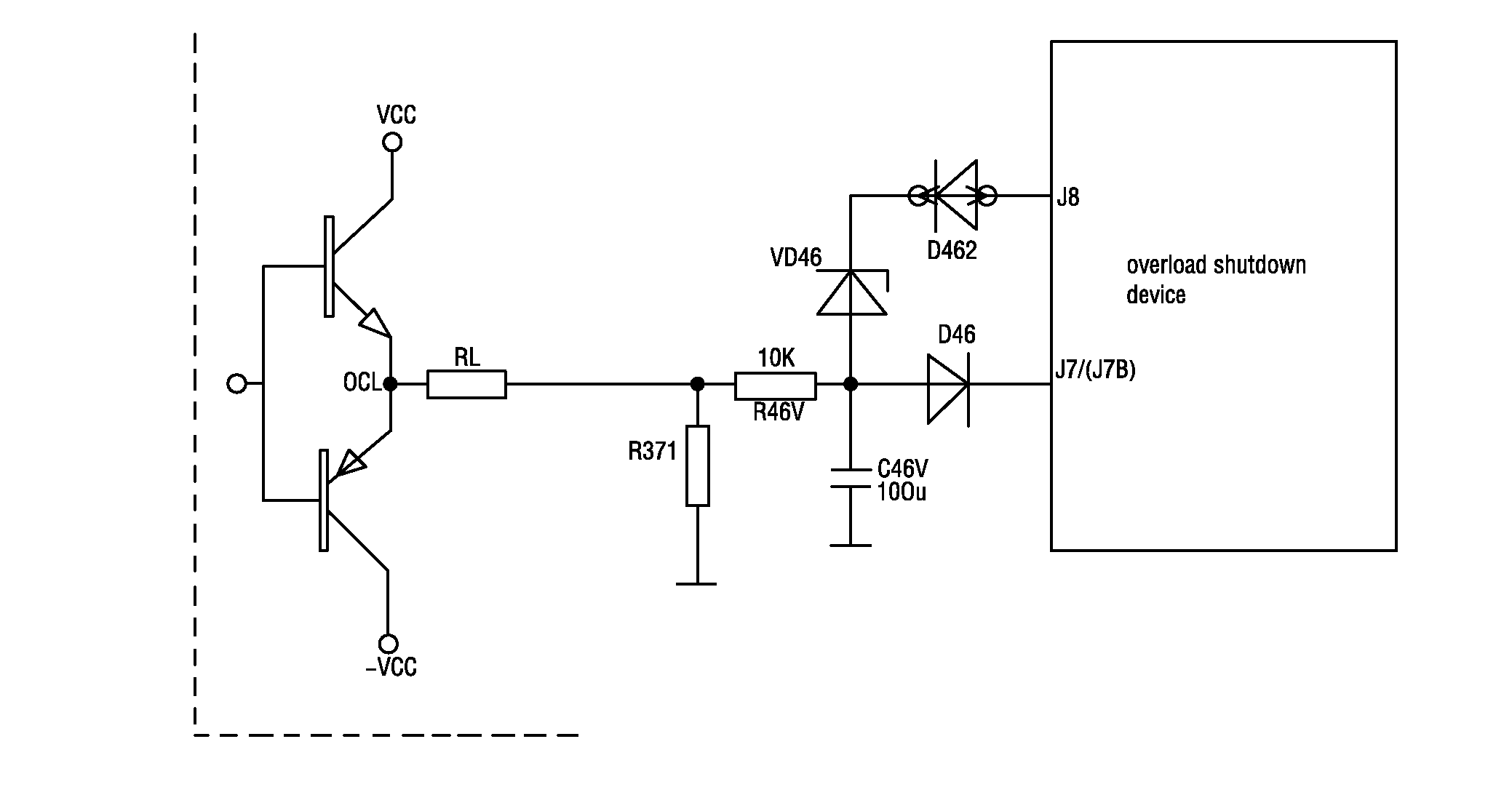 Protective device against abnormality for positive and negative dual power supply circuit