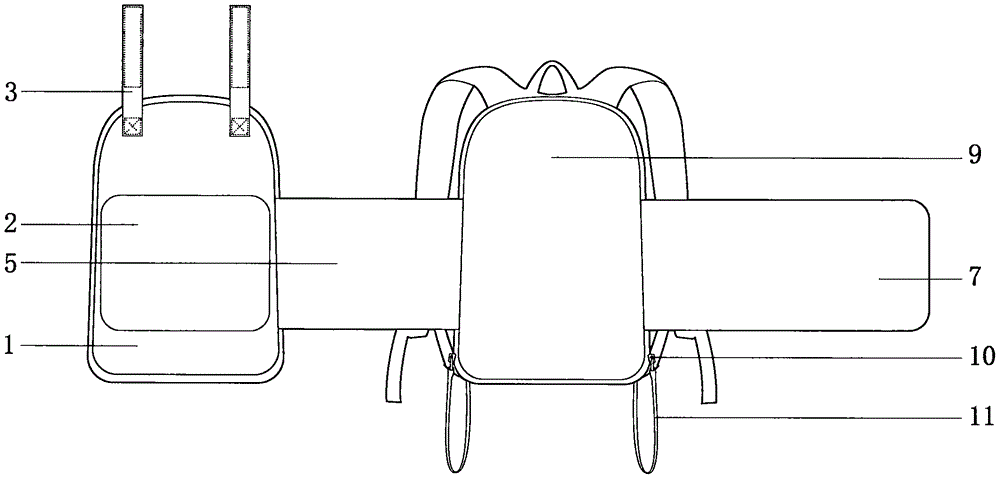 Double-shoulder side connection type protecting backpack capable of being worn rapidly