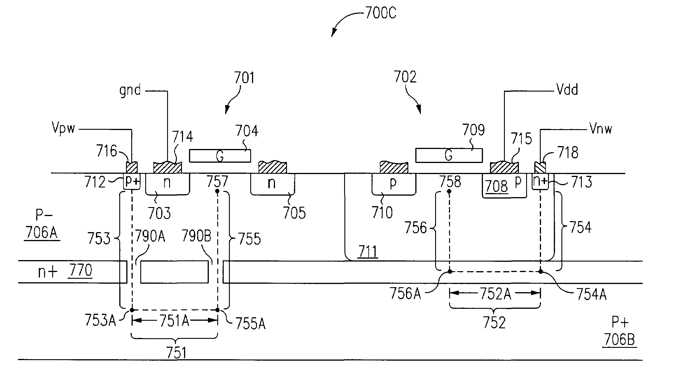 Device including a resistive path to introduce an equivalent RC circuit