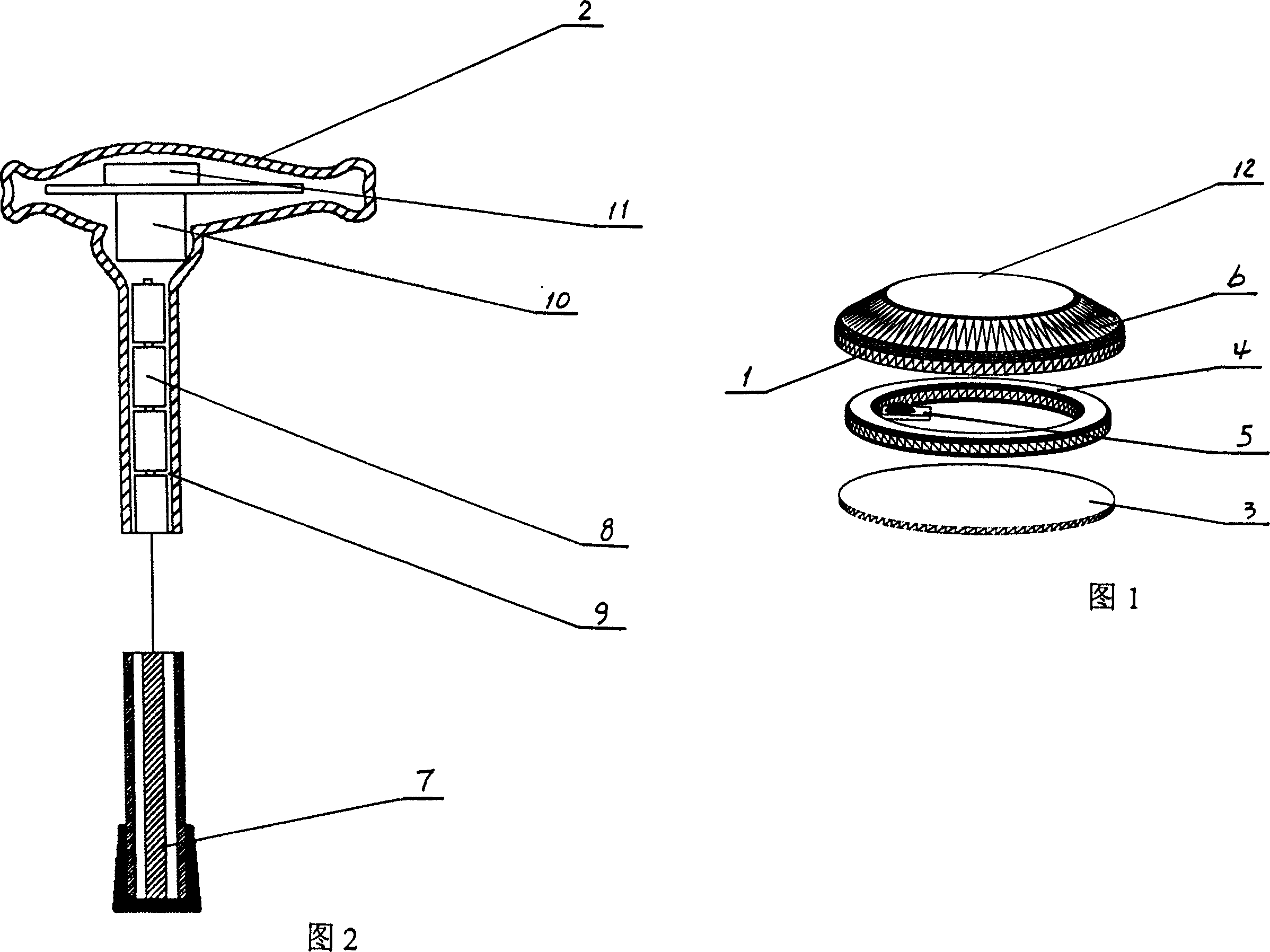 Blind person way guiding device with electronic marks