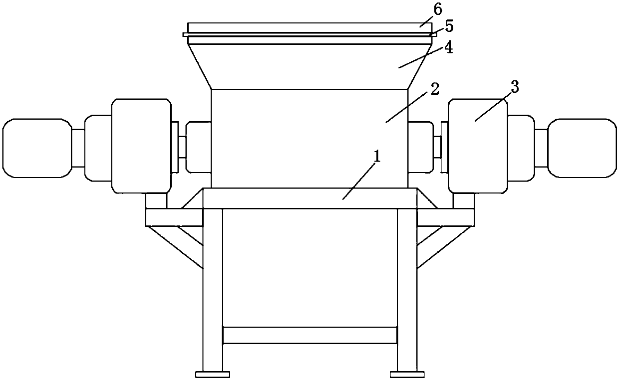 Efficient double-shaft shredder for use in paint bucket