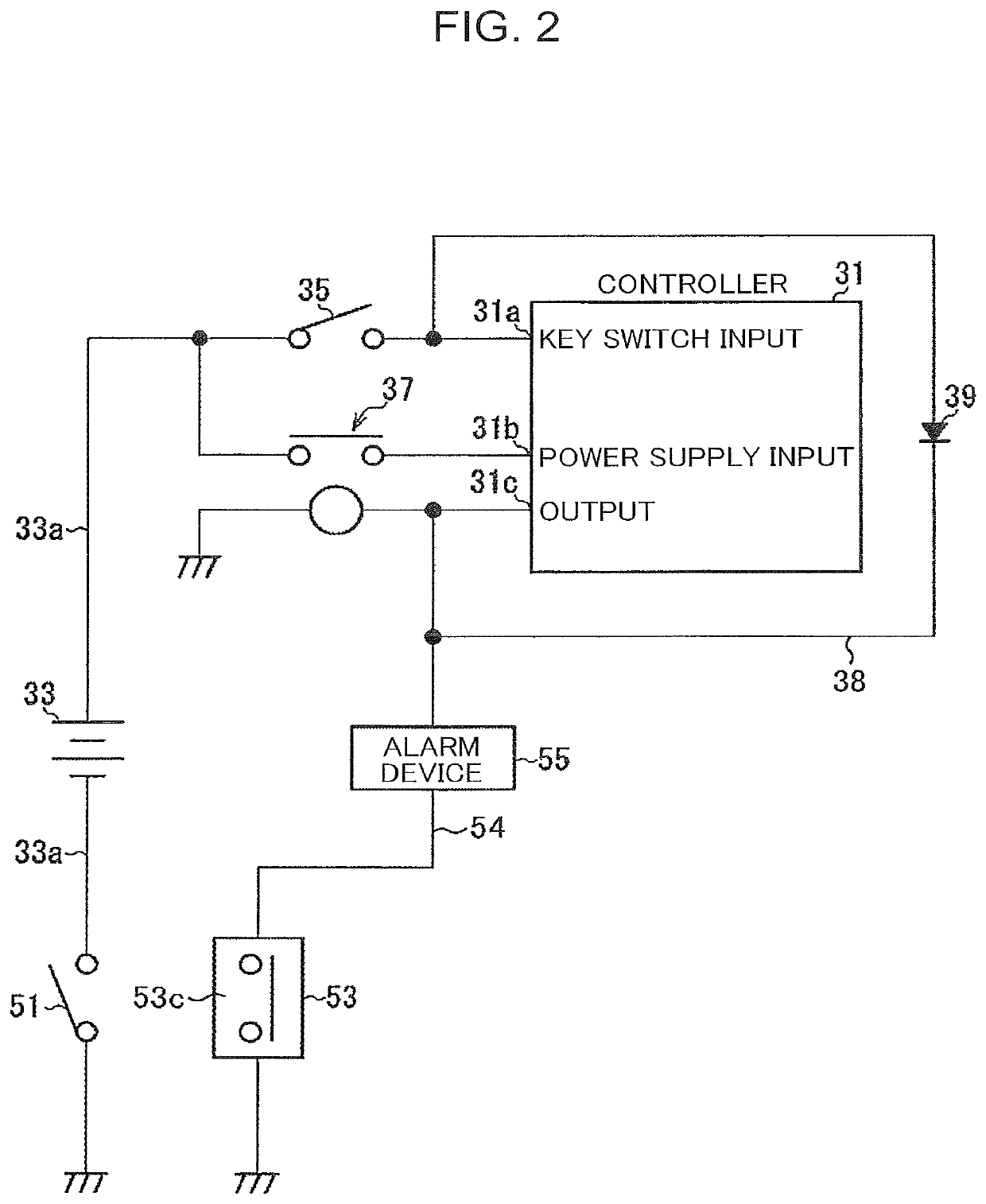 Construction machine equipped with battery