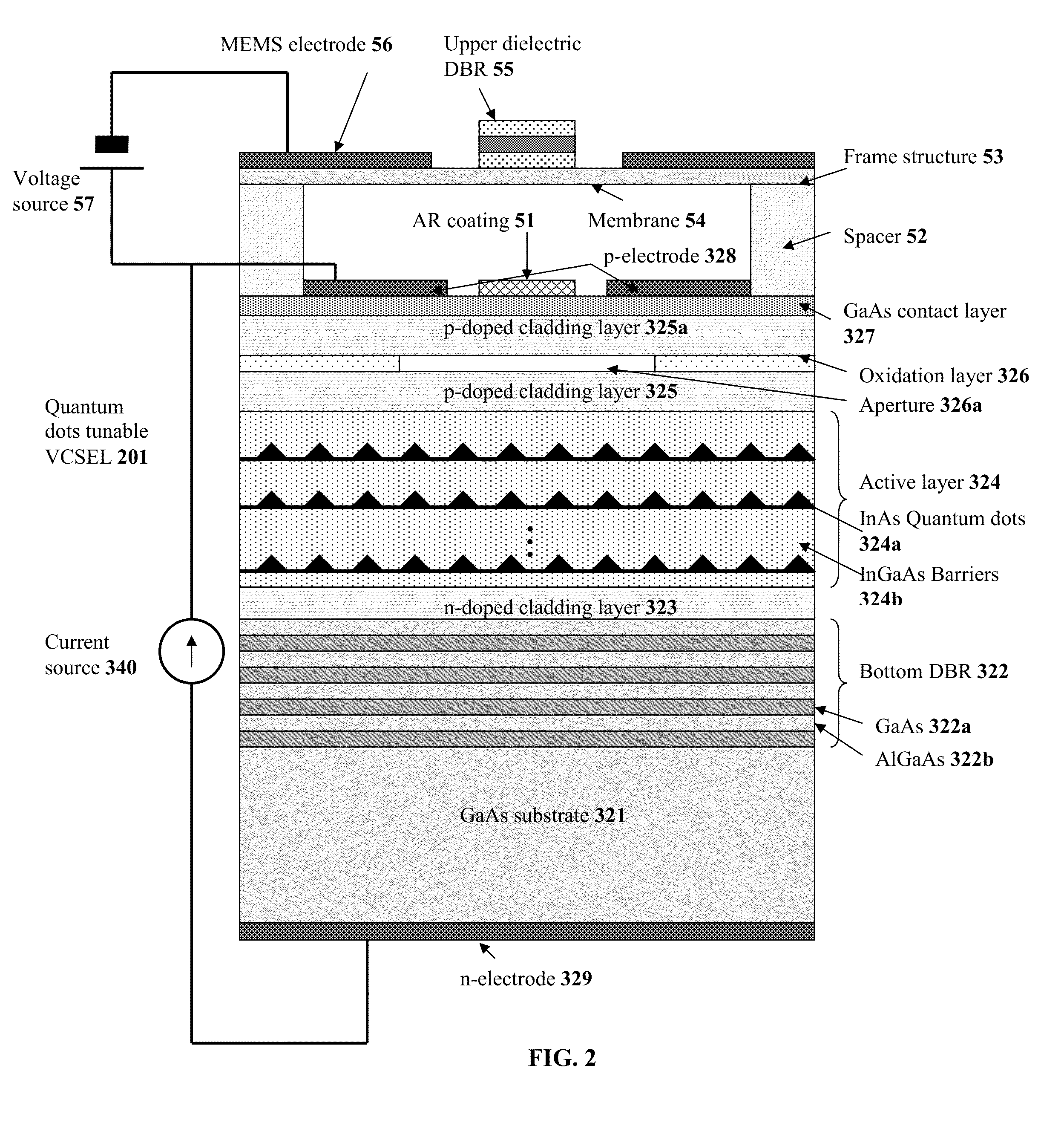 Wavelength-tunable vertical cavity surface emitting laser for swept source optical coherence tomography system
