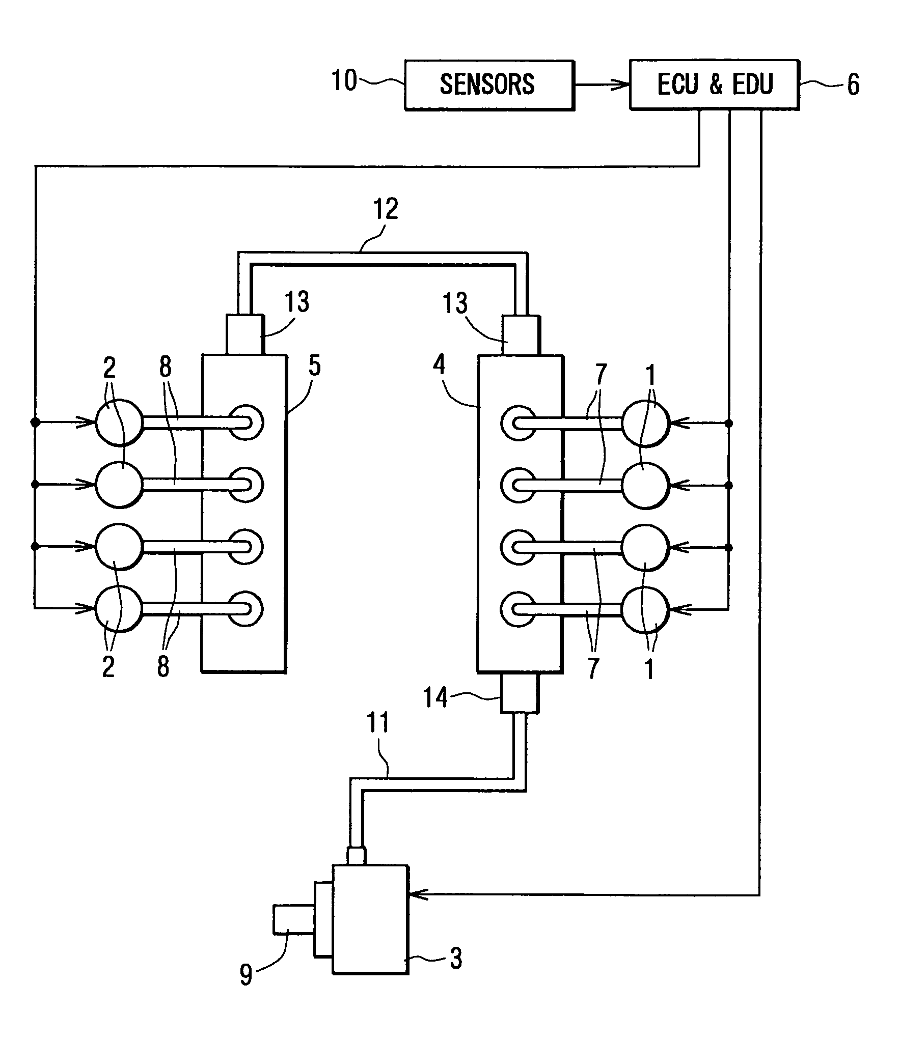 Fuel injection device having two separate common rails