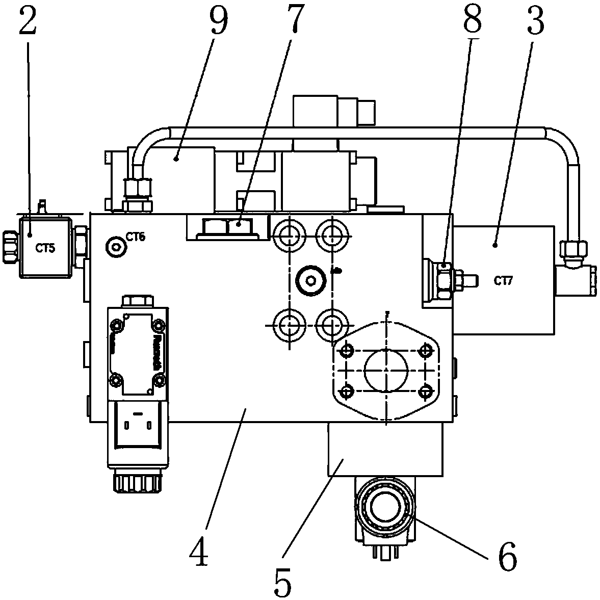 A full hydraulic drilling rig suspension weight control valve group