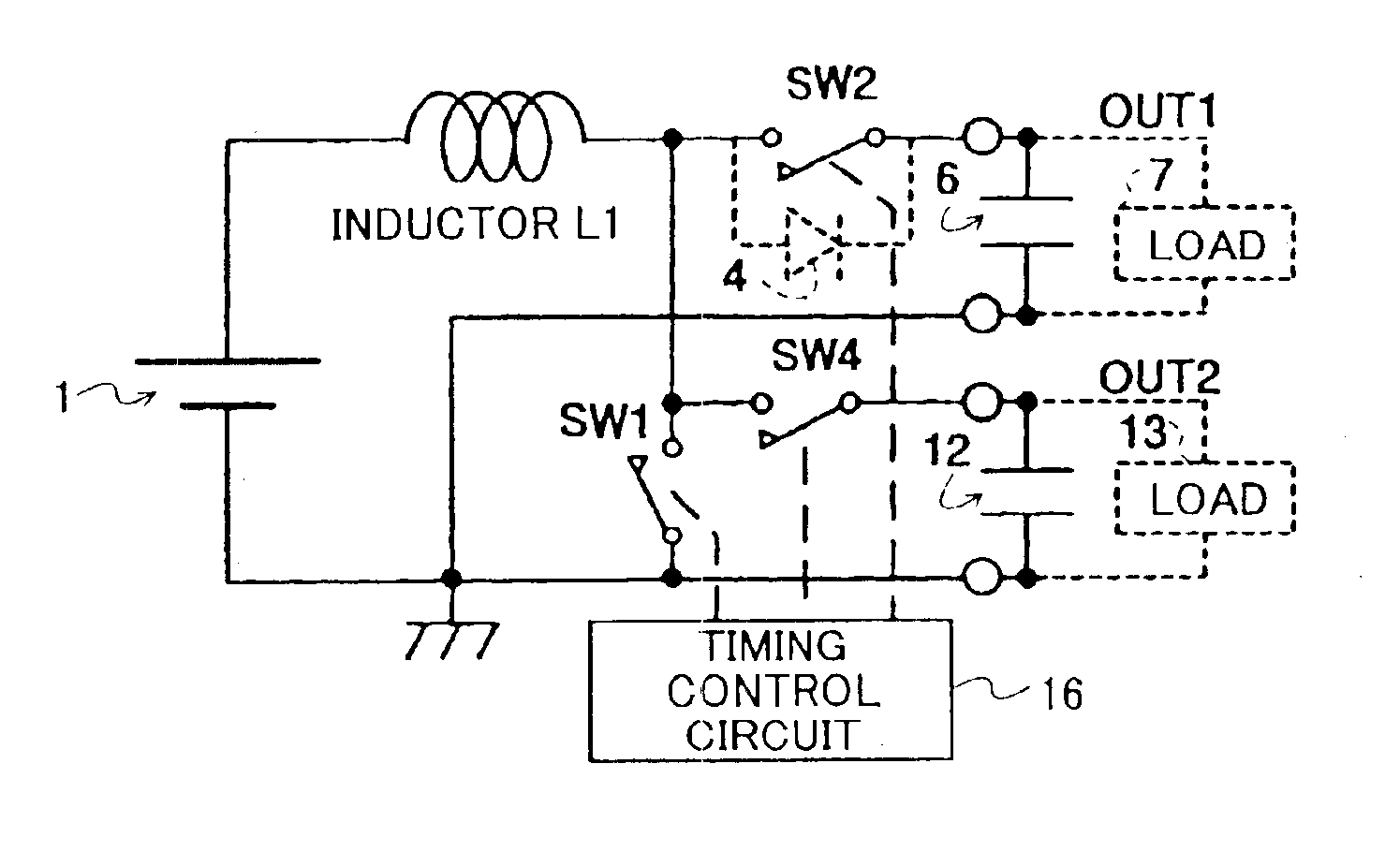 Switching regulator having two or more outputs