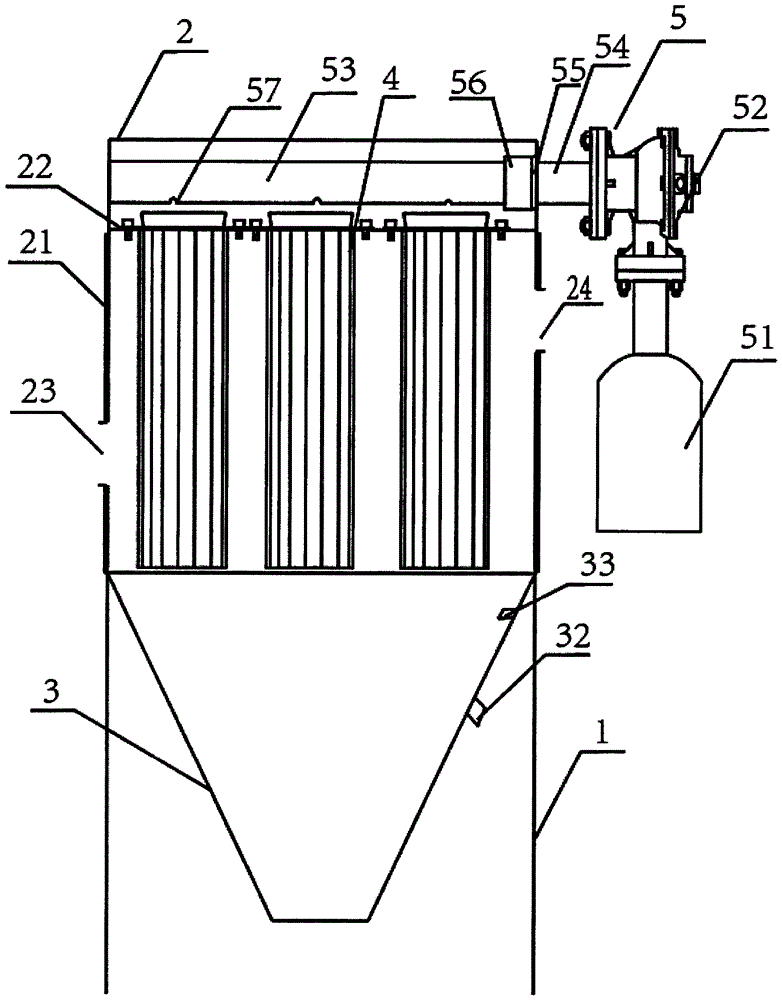 Dry pulse bag type dust collector and application thereof