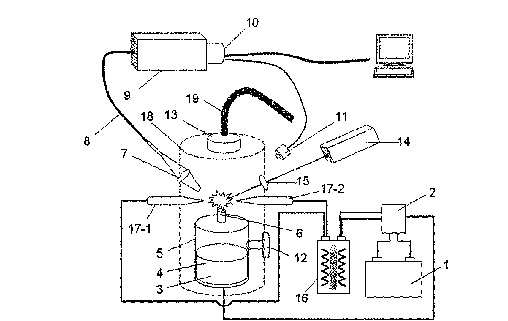 Method and device for detecting liquid sample by using ultrasonic atomization and breakdown spectroscopy