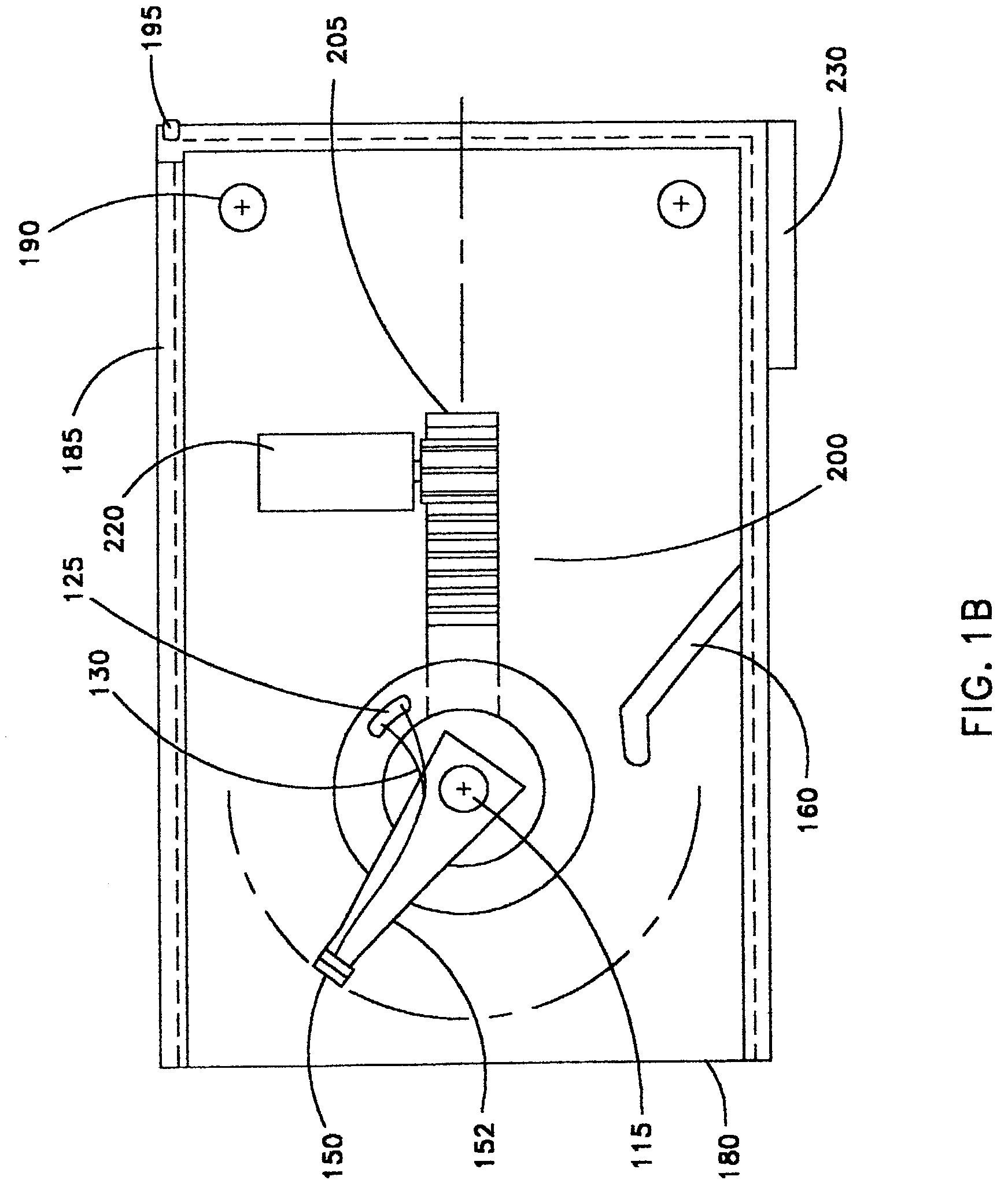 Data access device using rotational head to access data stored in data strips and data arc segments or data circles