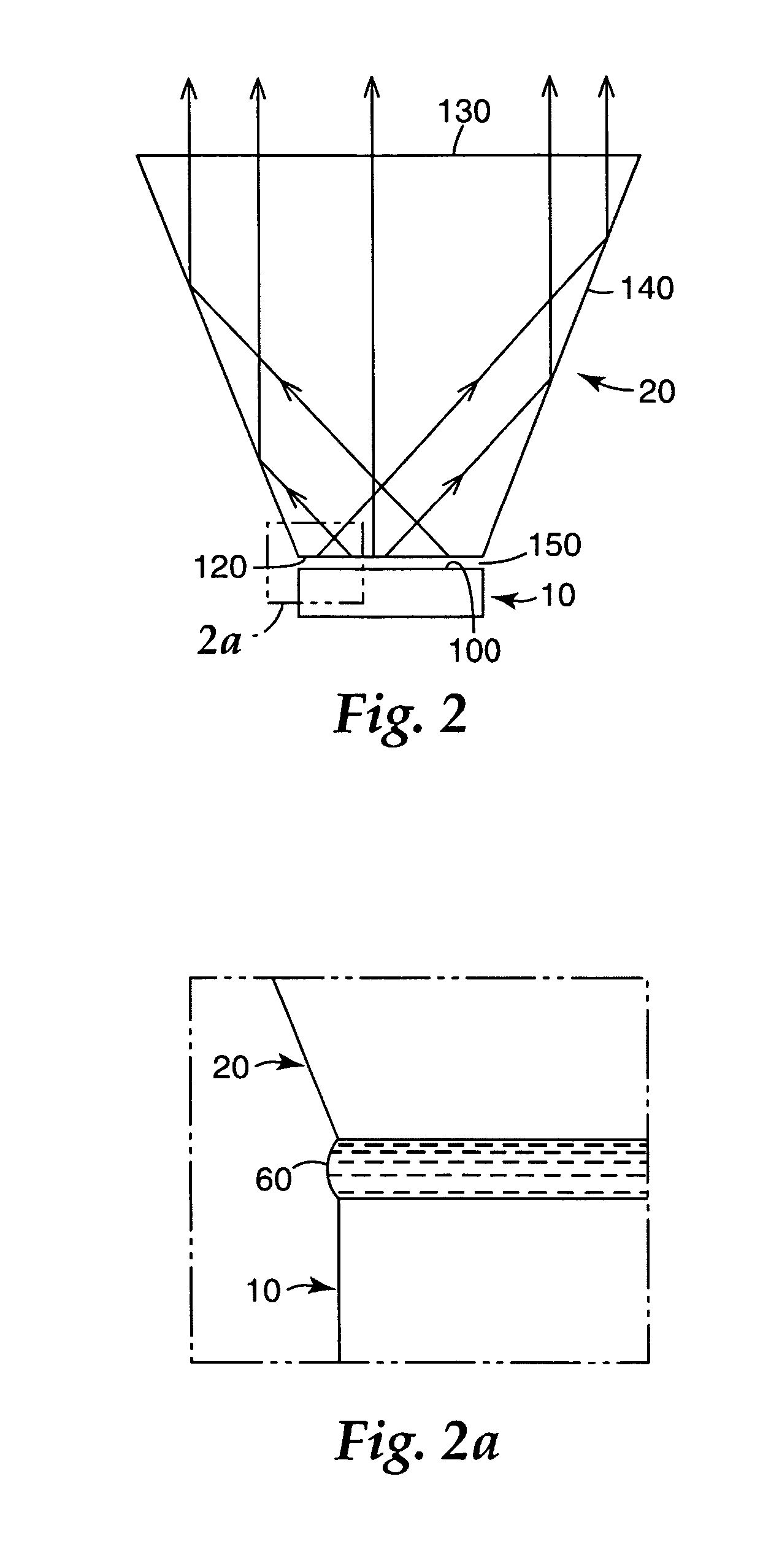 LED package with non-bonded optical element