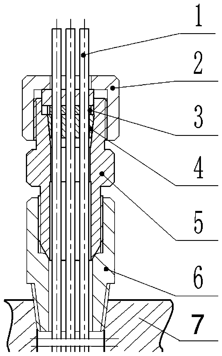 One-hole multi-line sealing device and method for high-temperature probe in thickened oil thermal recovery experiment