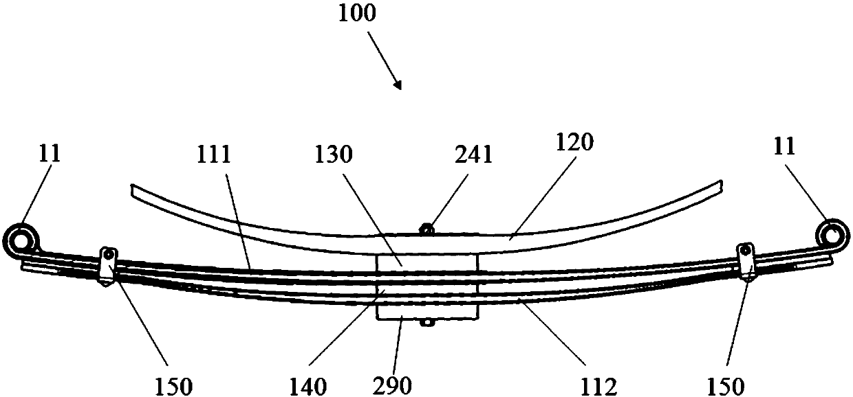 Composite material main and auxiliary spring assembly and suspension