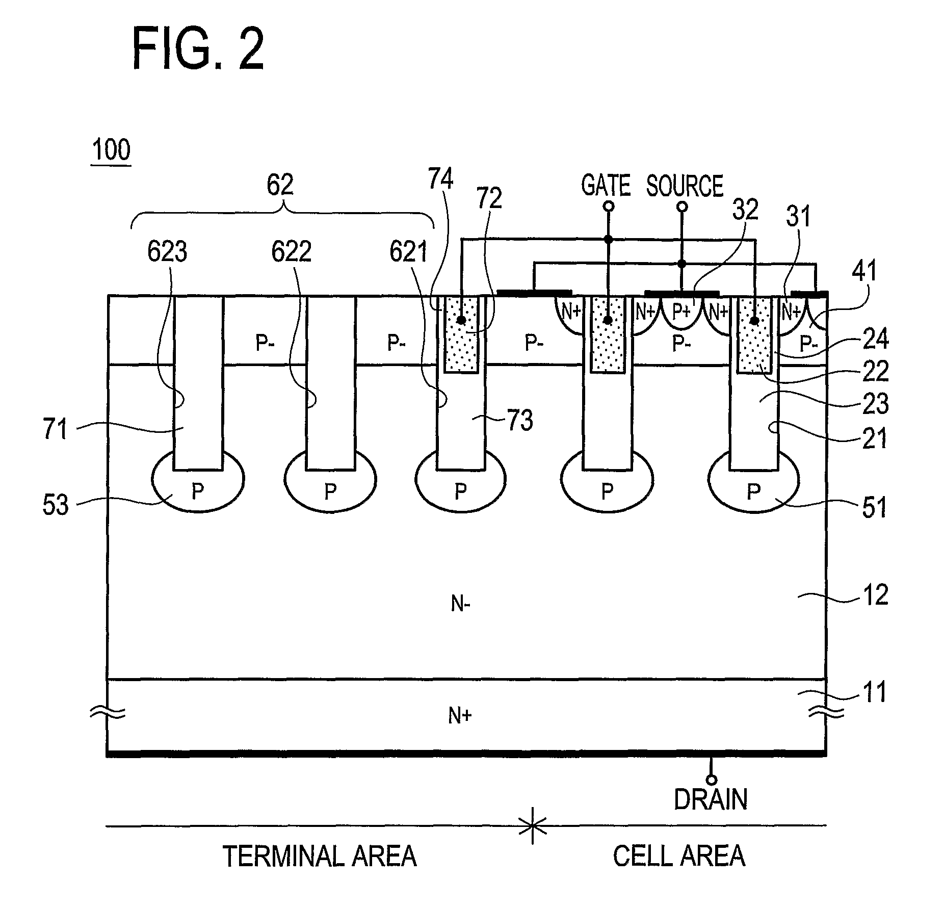 Insulated gate-type semiconductor device having a low concentration diffusion region