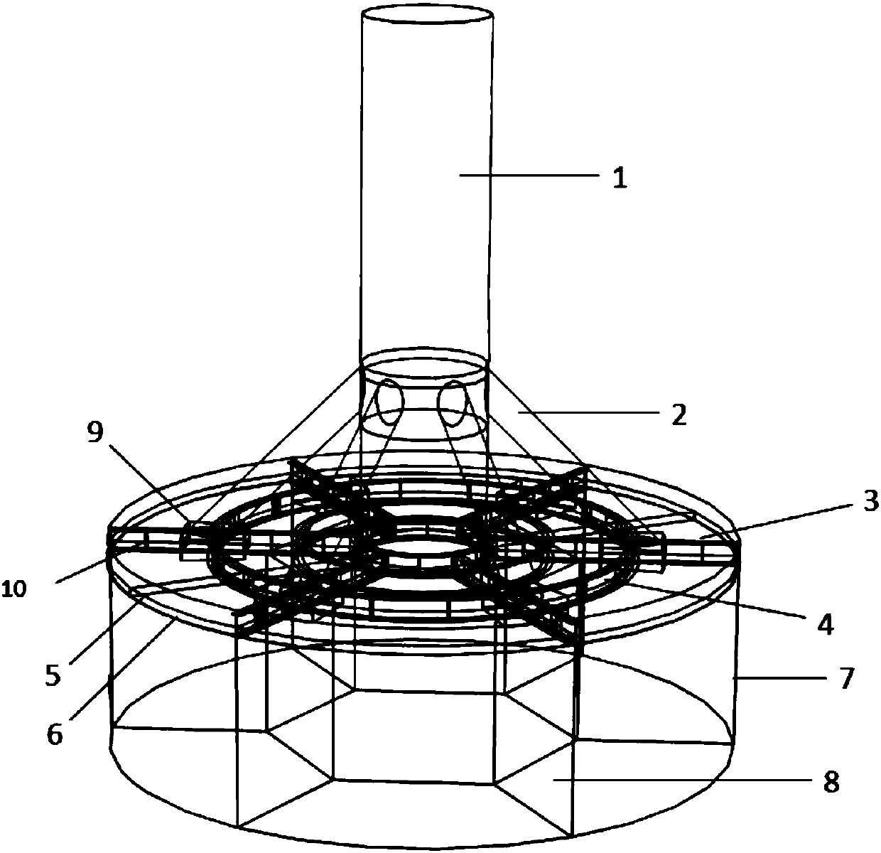 Offshore wind power combined barrel-shaped base