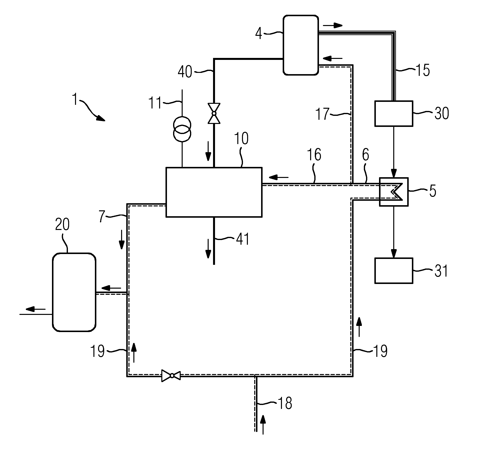 High-temperature battery integrated into a steam power station