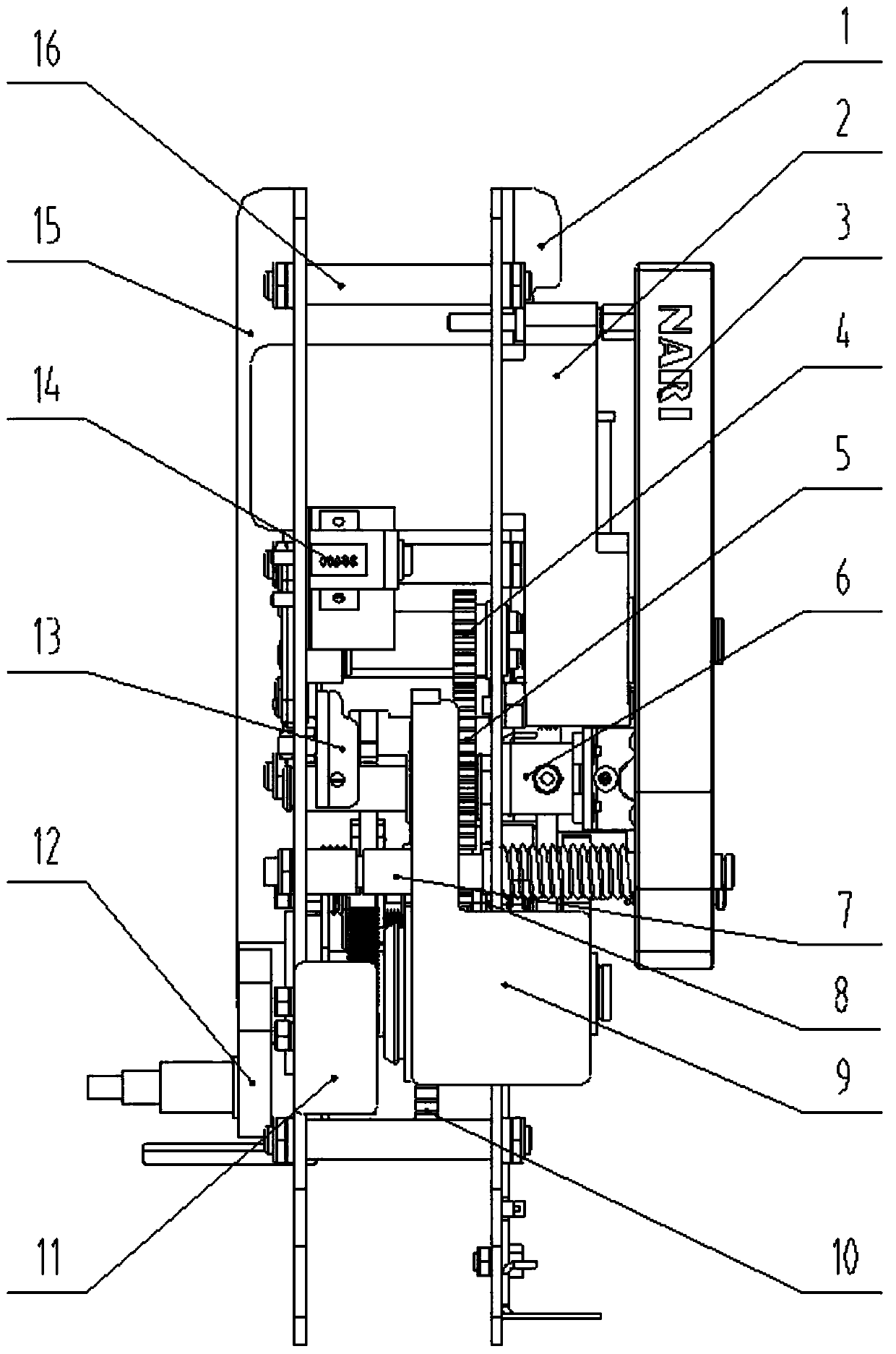 A spring operating mechanism of a modular vacuum circuit breaker