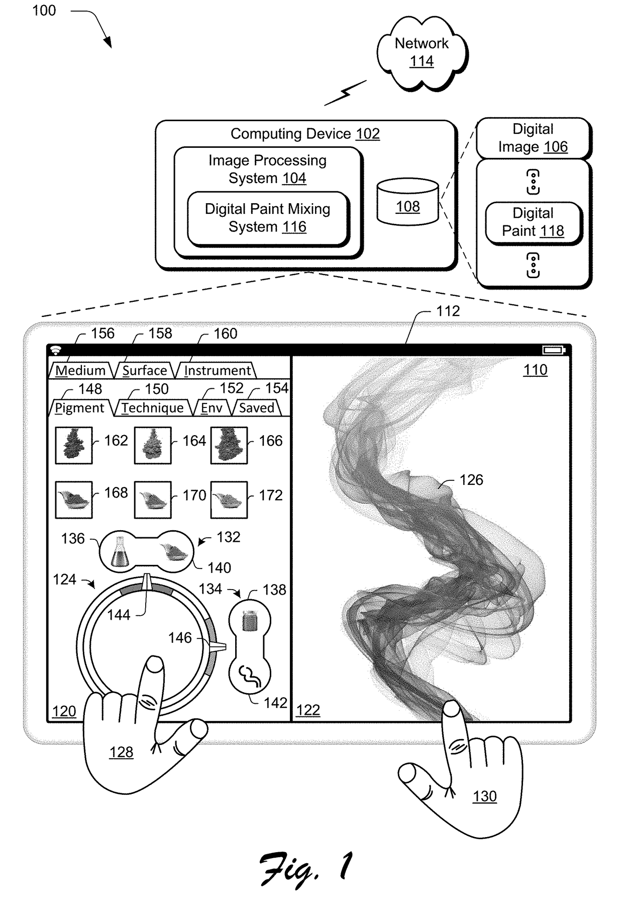 Digital Paint Generation based on Physical Digital Paint Property Interaction