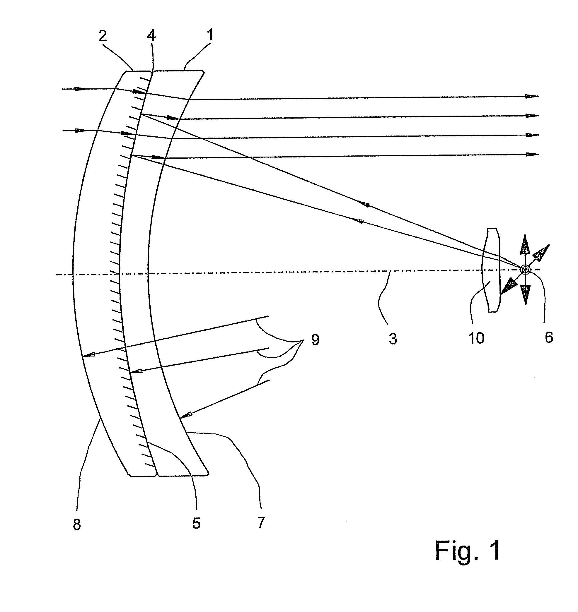Coaxially arranged, off-axis optical system for a sighting device or aiming device