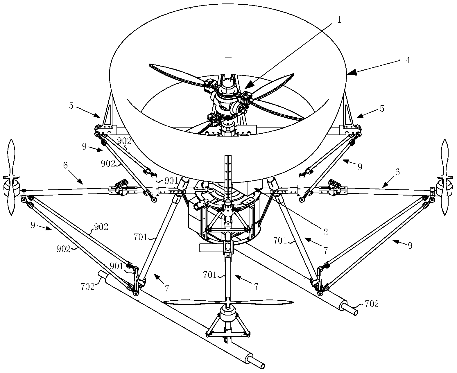 Combined type ducted aerial reconnaissance robot