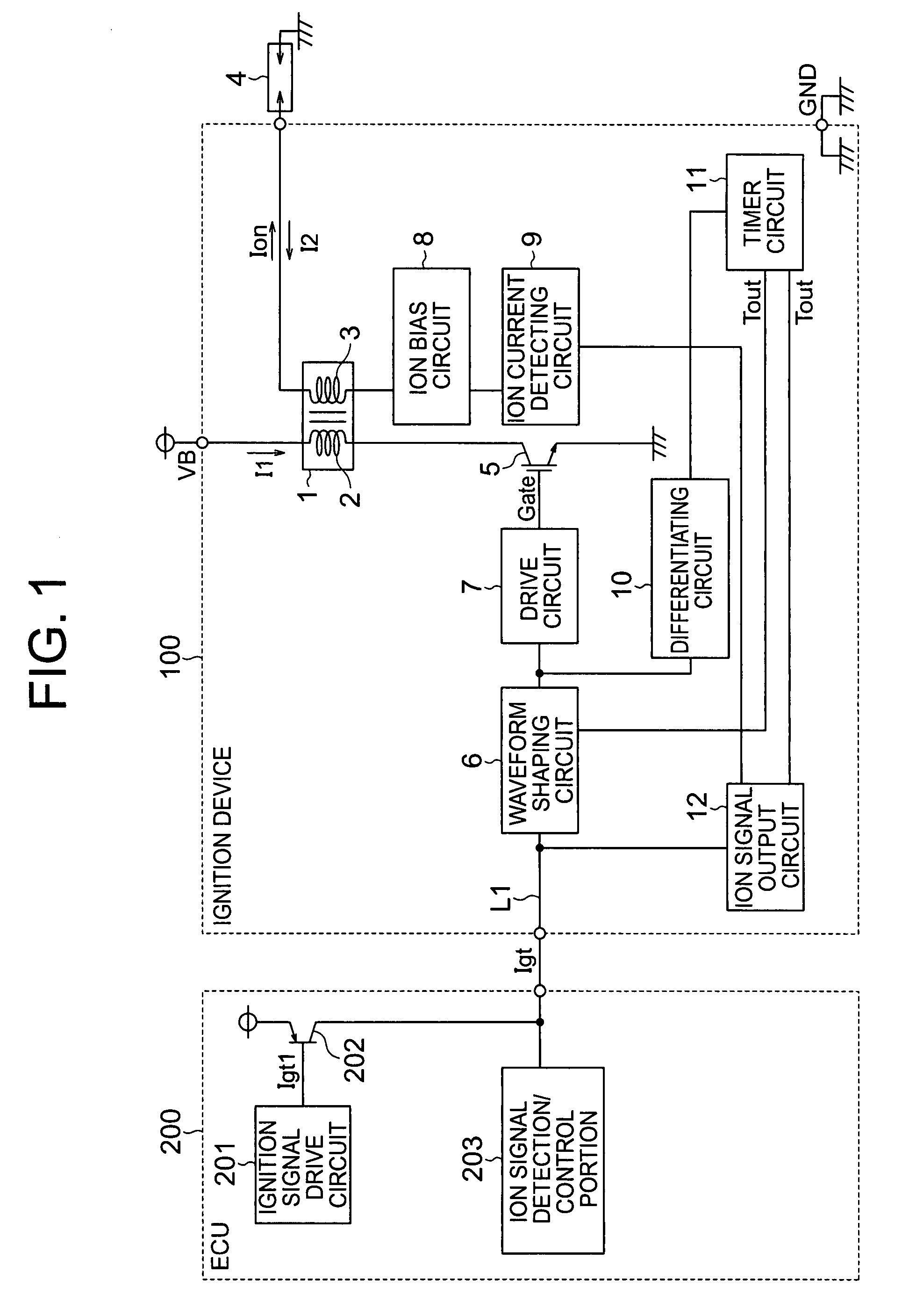 Ignition device of ignition control system for an internal combustion engine