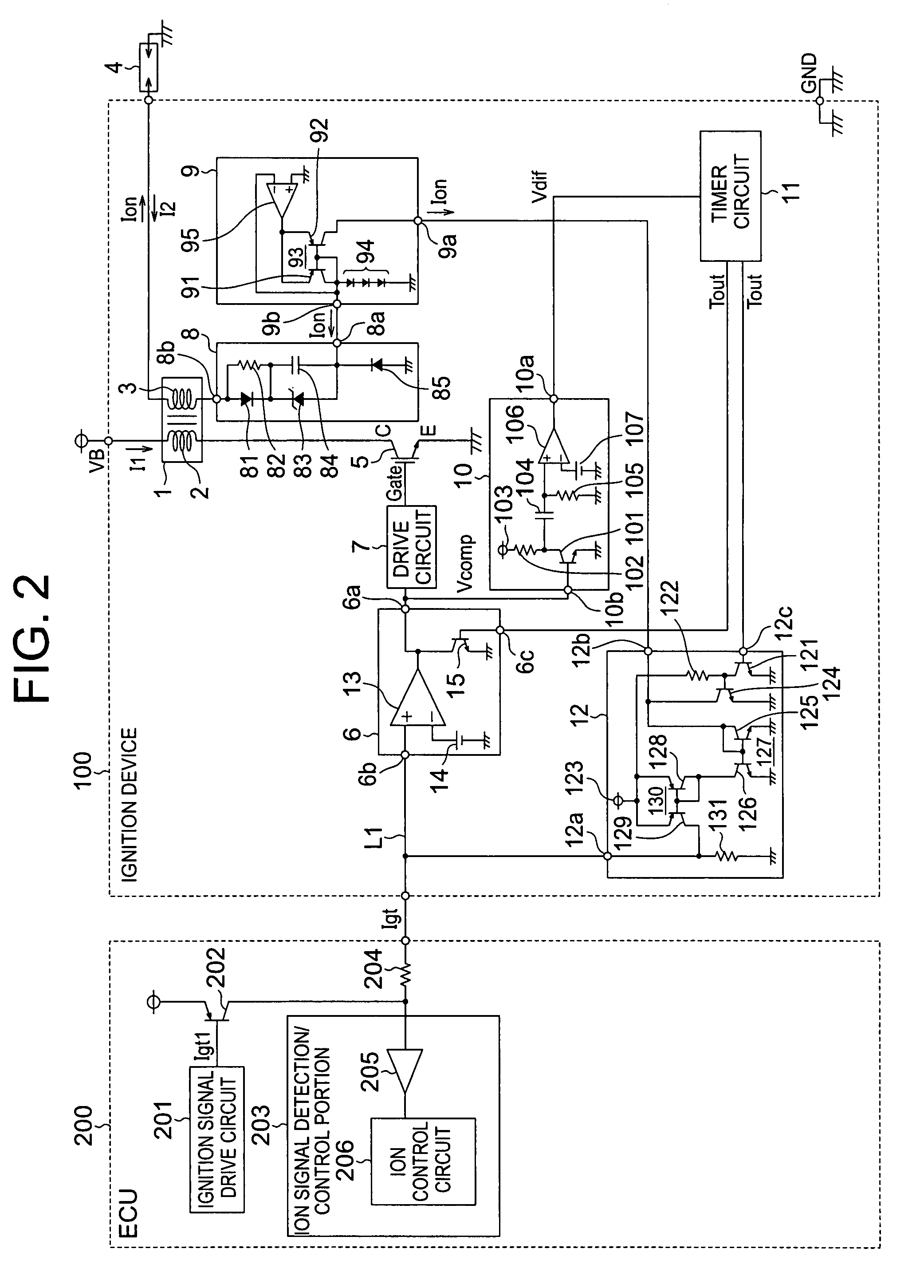 Ignition device of ignition control system for an internal combustion engine