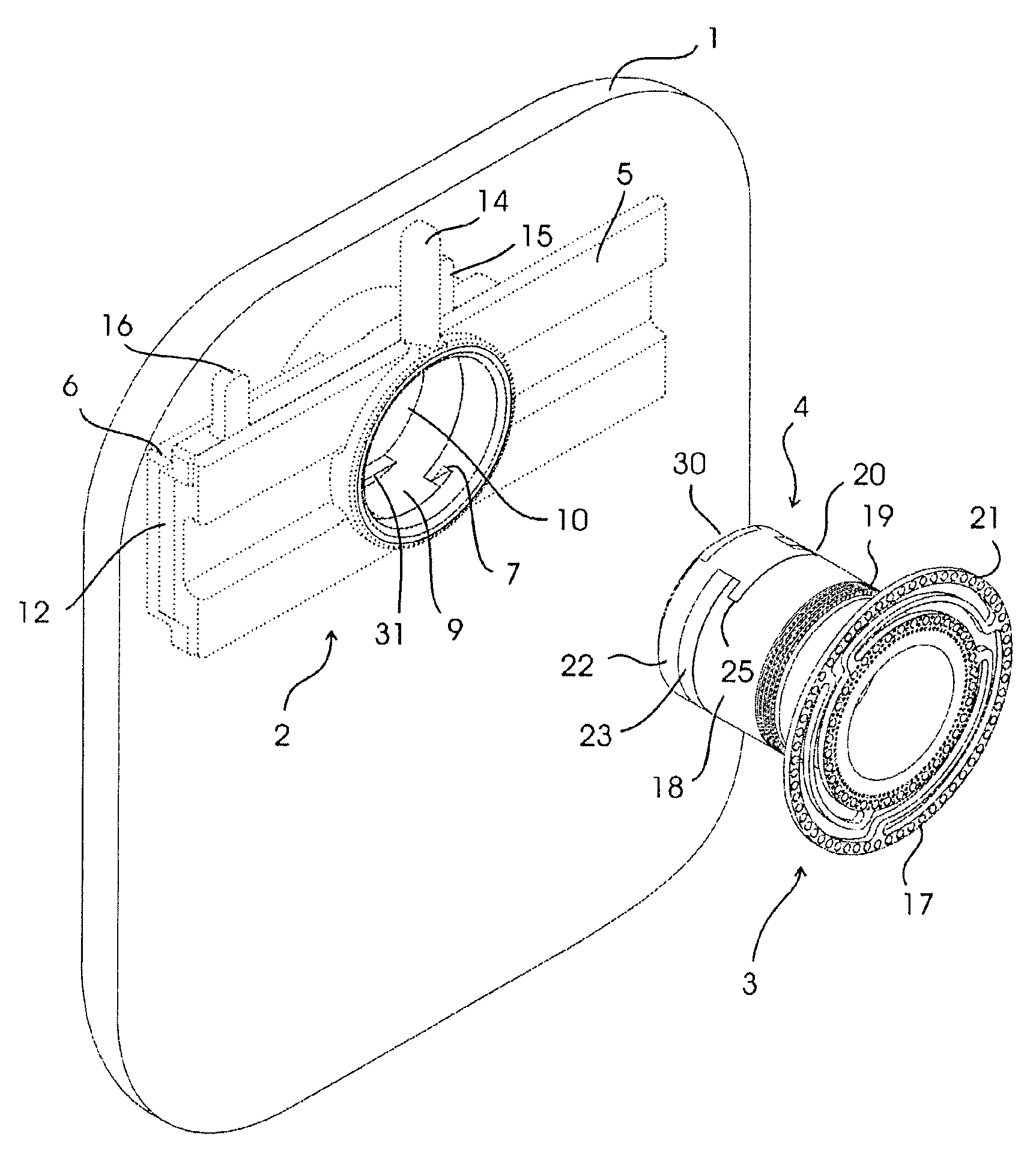 Adapter, lid and connector for ostomy bags